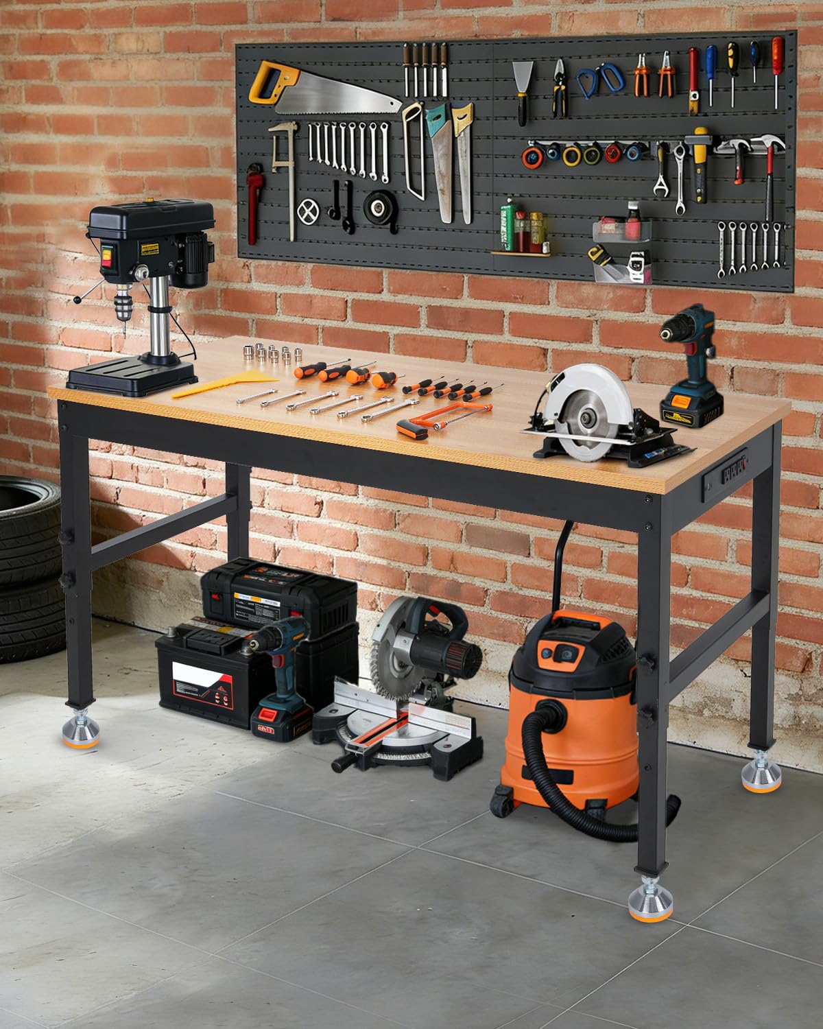 72 Inch Adjustable Workbench, 2500 LB Load Capacity