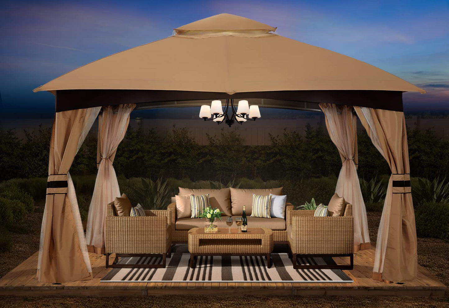ABCCANOPY 8x8 Outdoor Gazebo - Patio Gazebo with Mosquito Netting, Outdoor Canopies for Shade and Rain for Lawn, Garden, Backyard & Deck (Beige)