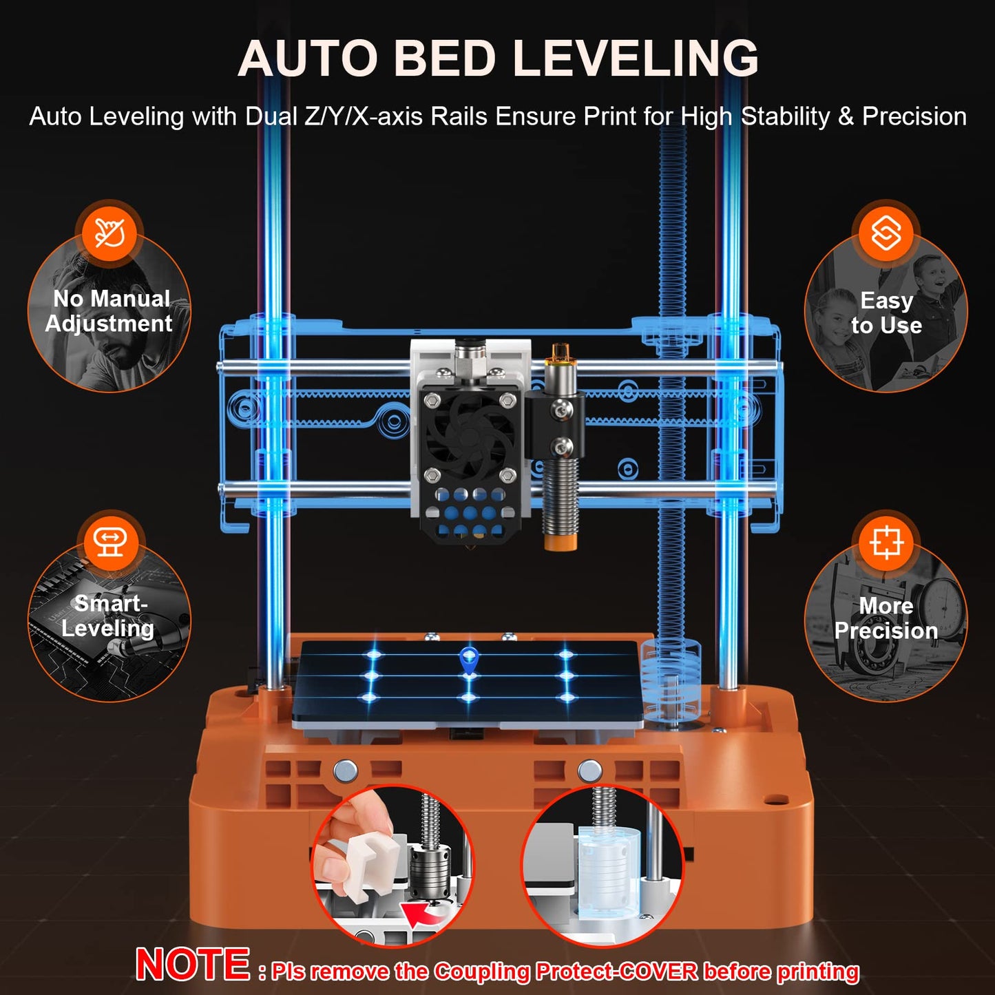 HEPHi3D TINA2S 3D Printer for Kids, Fully Assembled 3D Printers for Beginners with Huge Library APP Control, WiFi Mini 3D Printer Auto Leveling, Kid 3D Printers High Precise for Home, School, Office