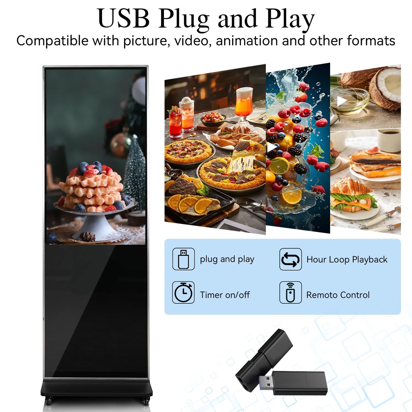 KEINONE 43" Touch Digital Signage Display Kiosk Floor Stand Advertising