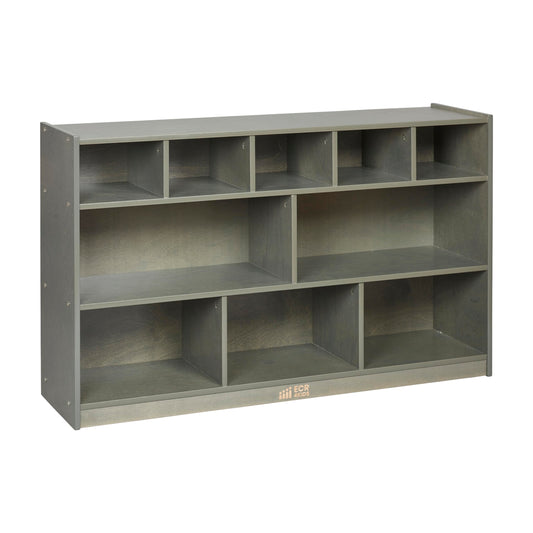 ECR4Kids 5+5 Cubby and Storage Mobile Tray Cabinet, Classroom Furniture, Grey Wash