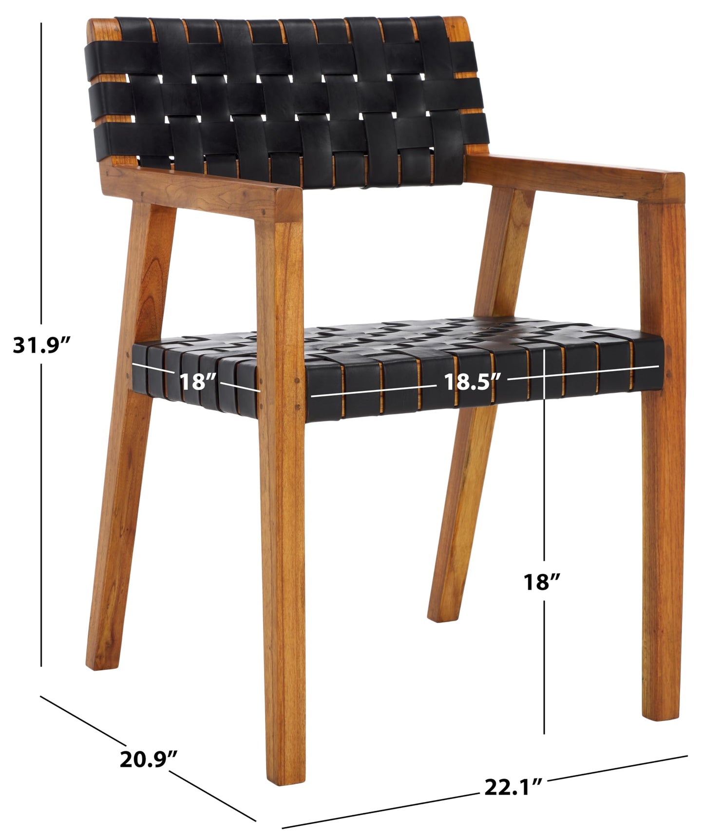 SAFAVIEH Home Collection Cire Black Faux Leather/Natural Solid Wood Dining Chair