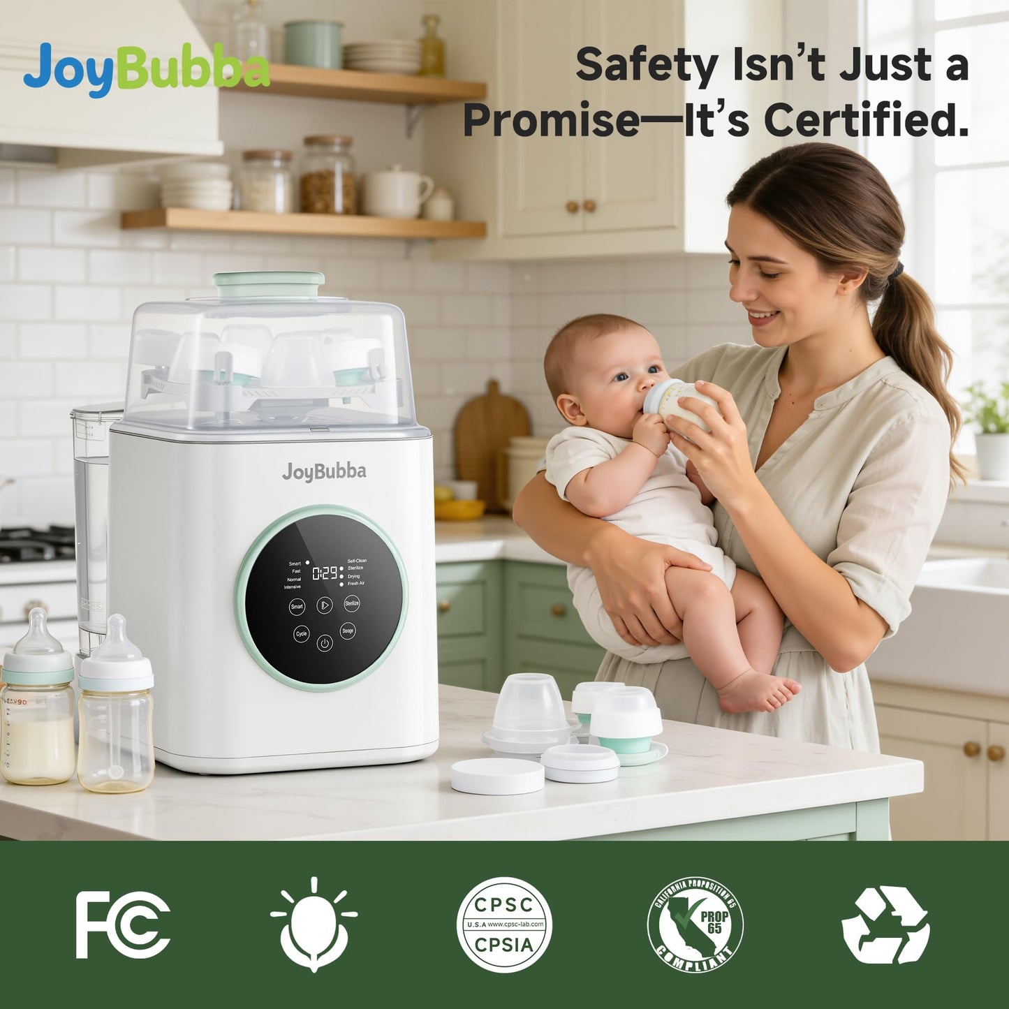 JoyBubba Bottle Washer, Sterilizer & Dryer – 4-in-One Cleaner for Baby Bottles, Pump Parts & Baby Essentials with 3 High-Temp Sterilization Modes, Includes 60 Cleaning Tablets – Saves Time & Effort.
