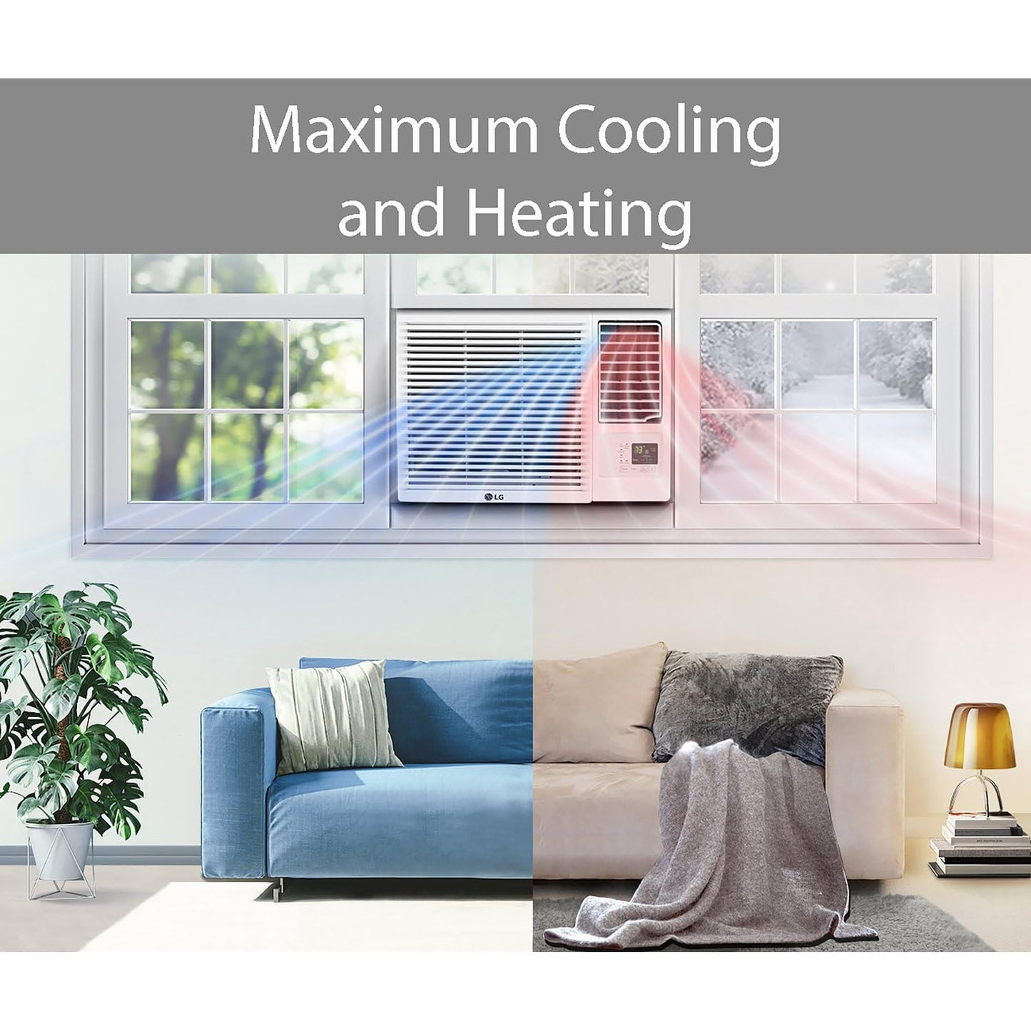 LG 12,200 BTU Window Air Conditioner with Supplemental Heat, 230/208V, Cools 570 Sq.Ft. (19' x 30' Room Size), Electronic Controls with Remote, 2 Cooling, Heating & Fan Speeds, Slide In-Out Chassis