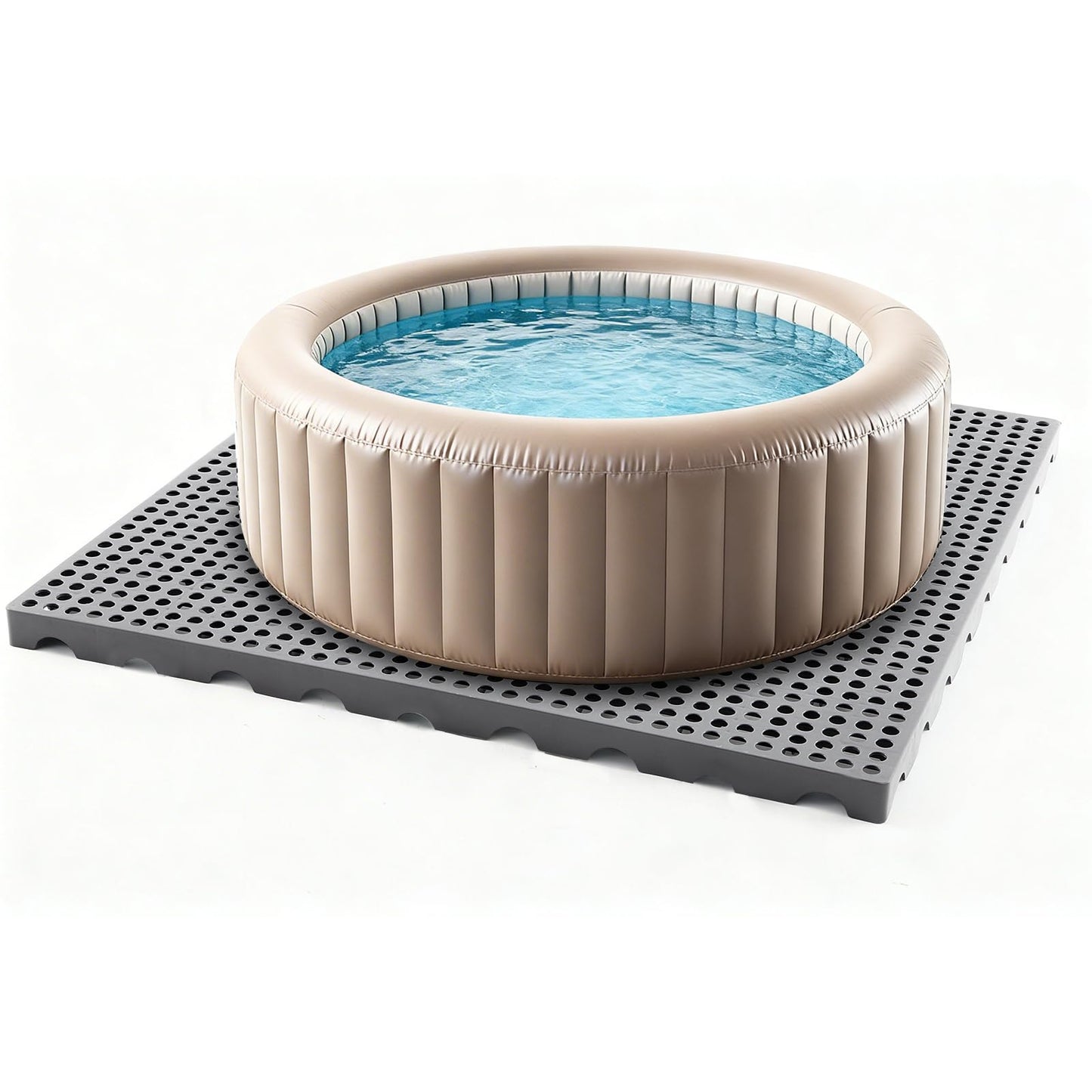 BreezeHug 4 Pack Outdoor Spa Foundation Base Pad (80" x 80"), Heavy Duty Interlocking Ground Platform for Inflatable Spas, Resin Tubs, Pools, Outdoor Equipment