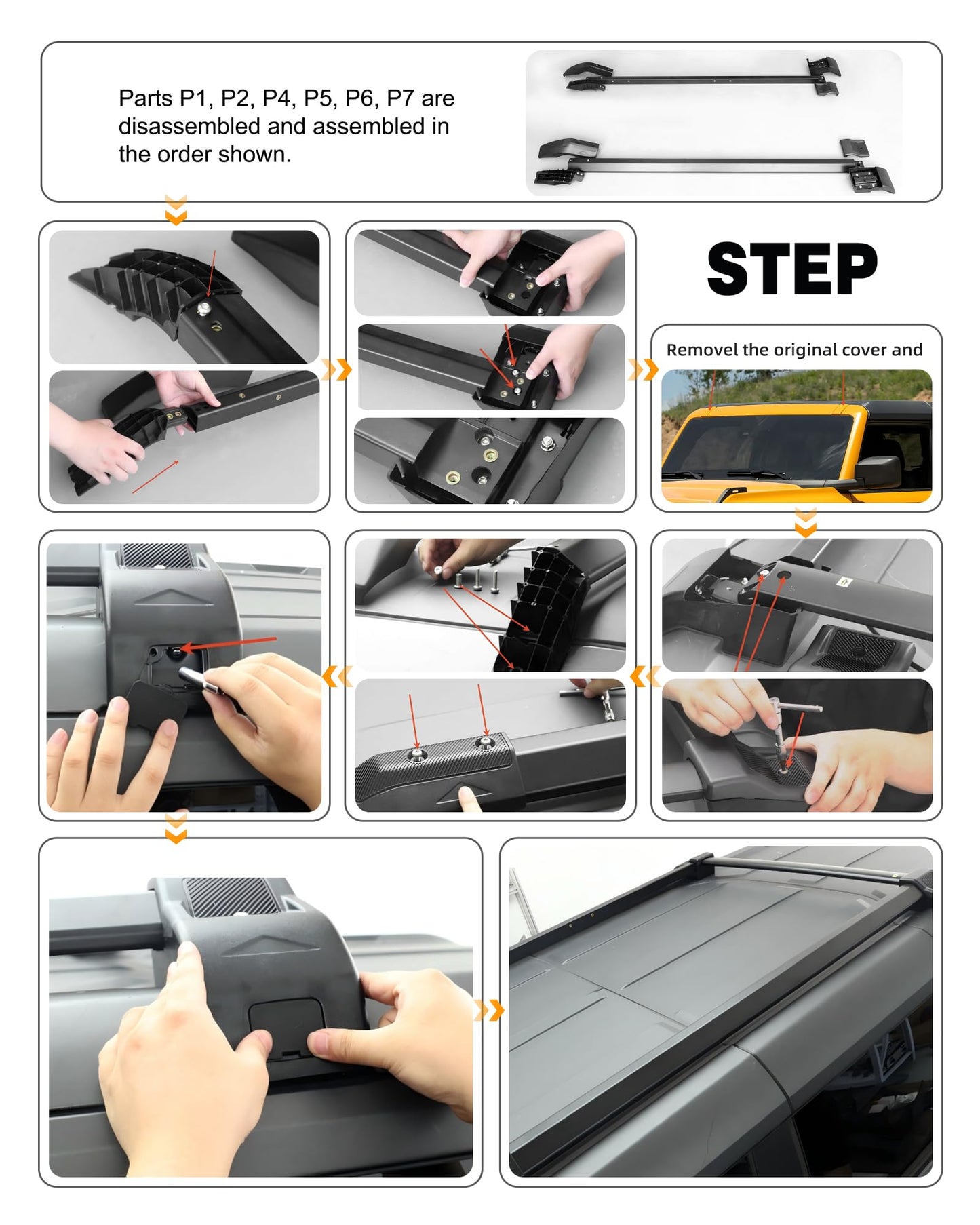 Snailfly Roof Rack Cross Bars 4PCS for Ford Bronco 2021-2026 Hard Top Only 2-Door & 4-Door - Aluminum Rooftop Cargo Luggage Carrier, Low Profile, (Not for Bronco Sport,Raptor, 4Door Badlands 2.7L)