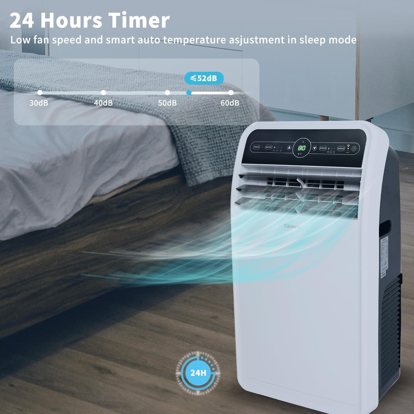 Shinco 8,000 BTU Portable Air Conditioner, Portable AC Unit with Built-in Cool, Dehumidifier & Fan Modes for Room up to 200 sq.ft, Room Air Conditioner with Remote Control, Installation Kit