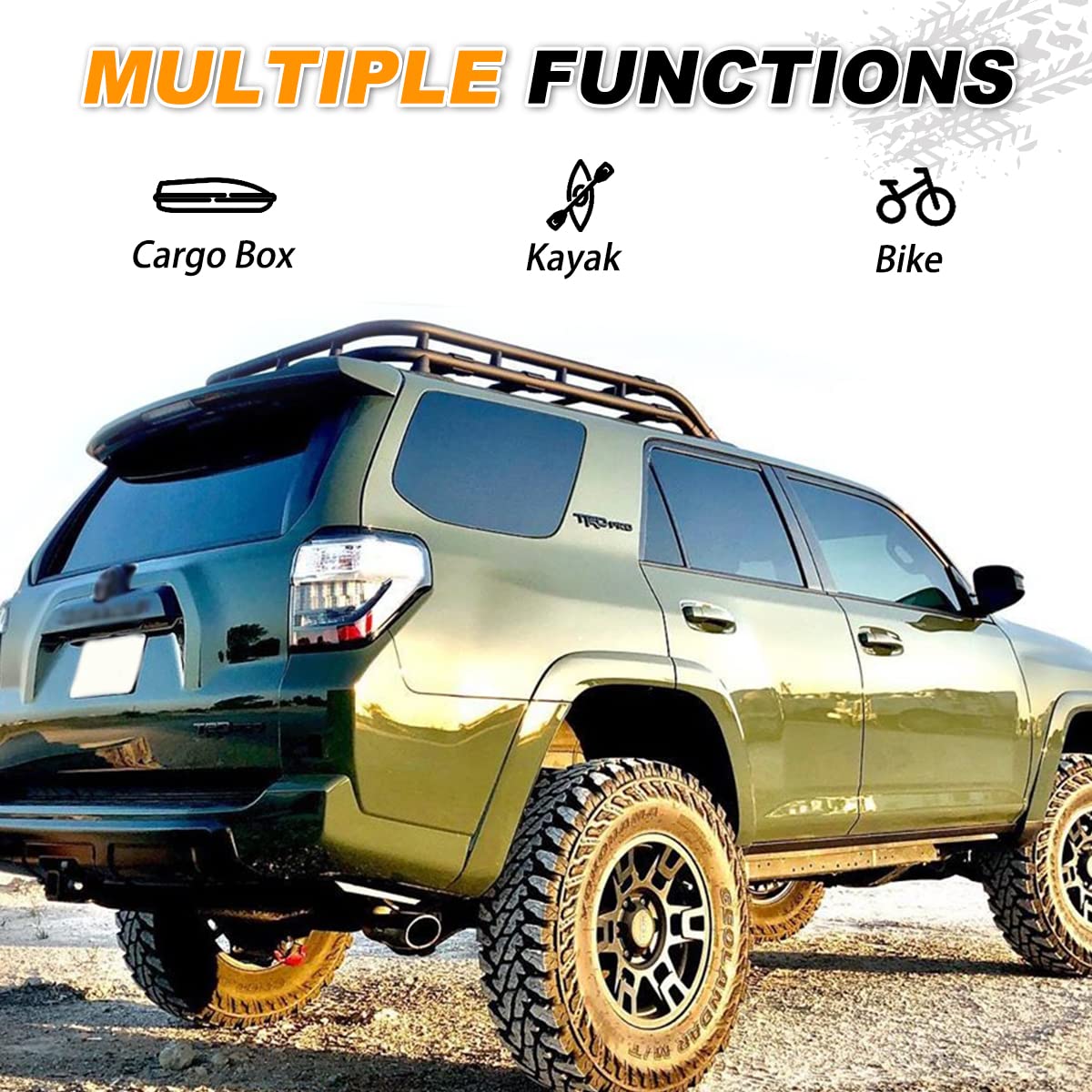 Snailfly Roof Rack Basket Fit for 2010-2024 Toyota 4Runner Rooftop Luggage Cargo Carrier Extra Bar Replacement