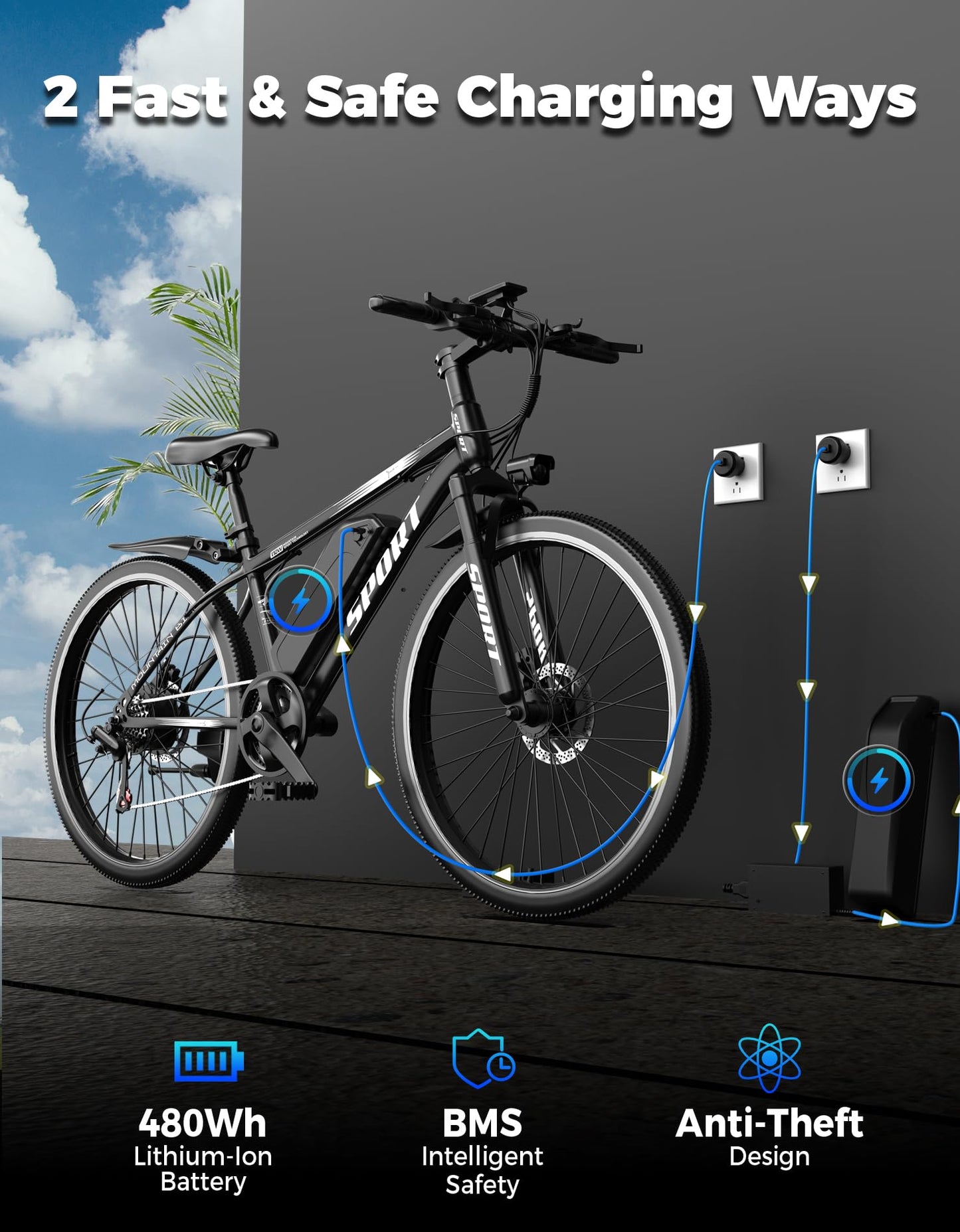 ASKGO Electric Bike for Adults, 1500W Peak Mountain Ebike with 25 MPH, 65 Miles Range, 48V 10.4Ah Removable Battery Ebike, 26" Electric Bicycle for Commute