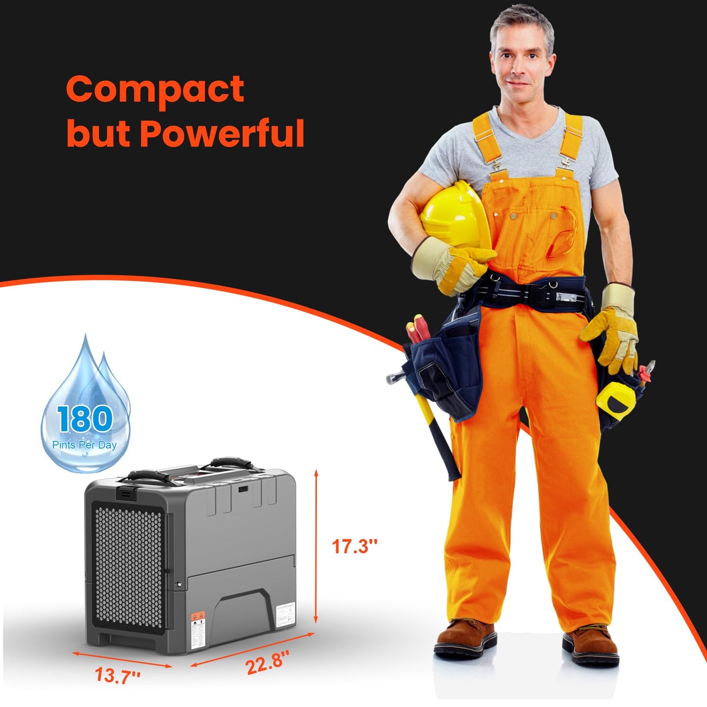 Abestorm LGR85 180 Pints Commercial Dehumidifier with Pump, Industrial Dehumidifiers for Basement Crawl Space Warehouse, Auto Defrosting, Memory Starting, 5 Years Limited Warranty
