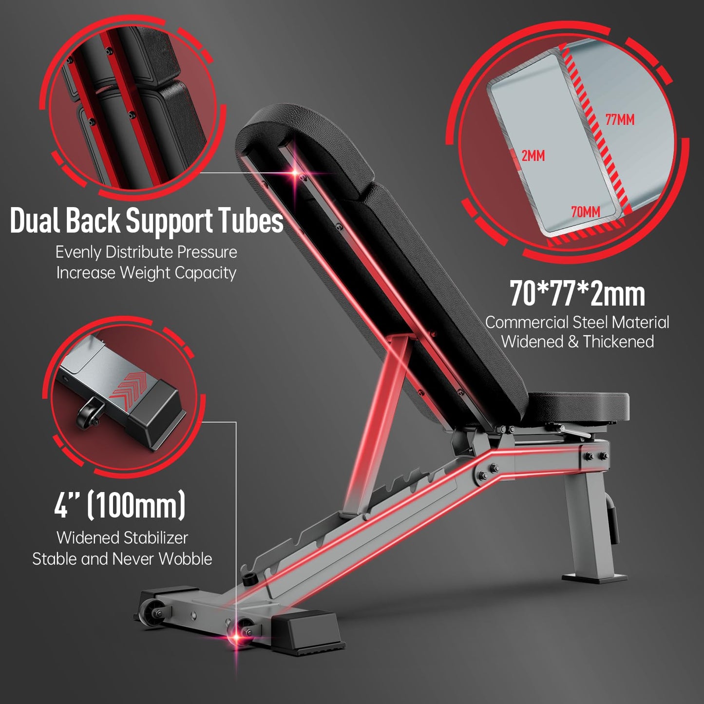 JOROTO Adjustable Weight Bench for Home Gym, Heavy-duty 1300LB Capacity