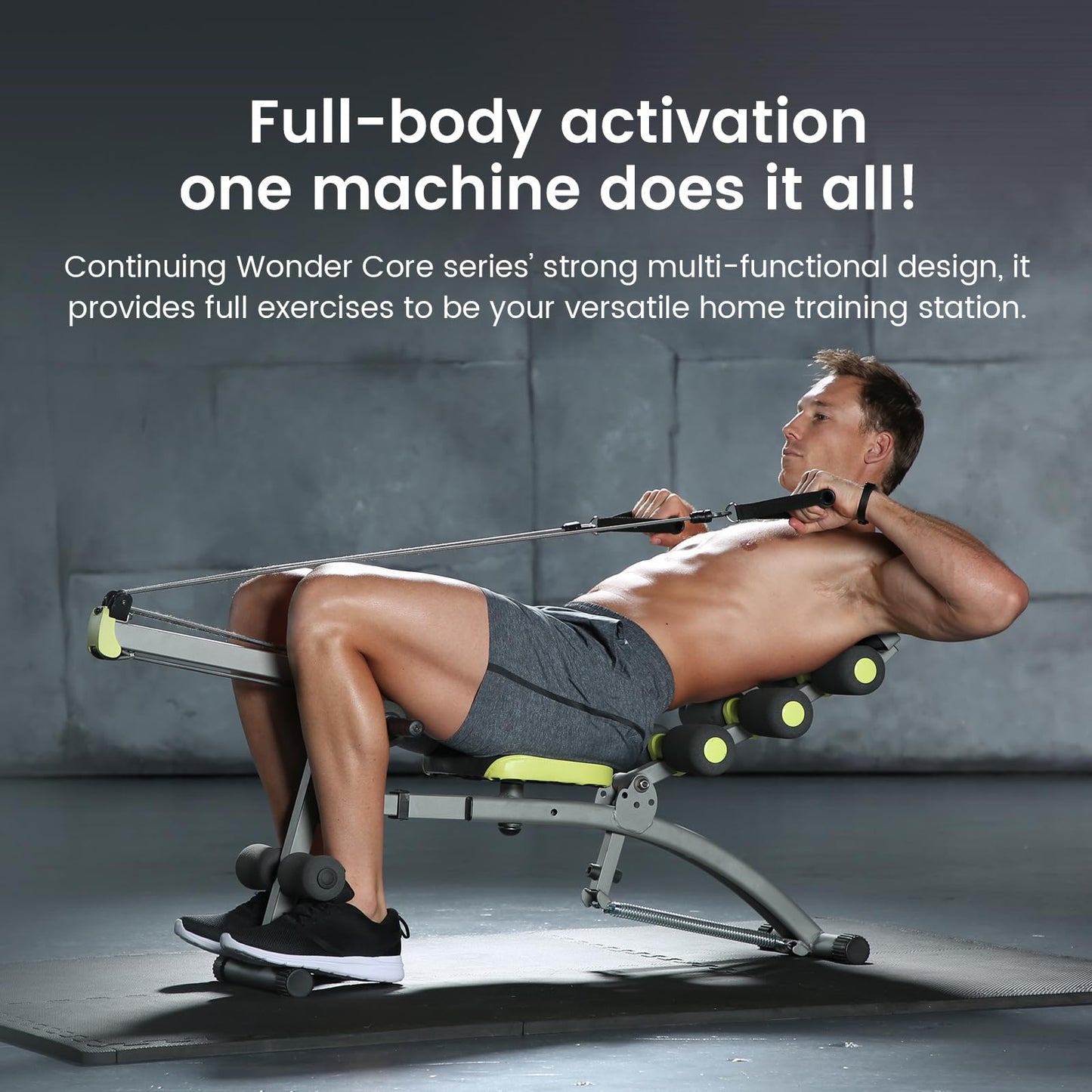 Wonder Core V2 Upgraded Adjustable Workout Bench & Ab/Rowing Machine - Total Gym Style Core Workout Equipment for Ab Workouts, Upper Body & Sit-Up Exercise