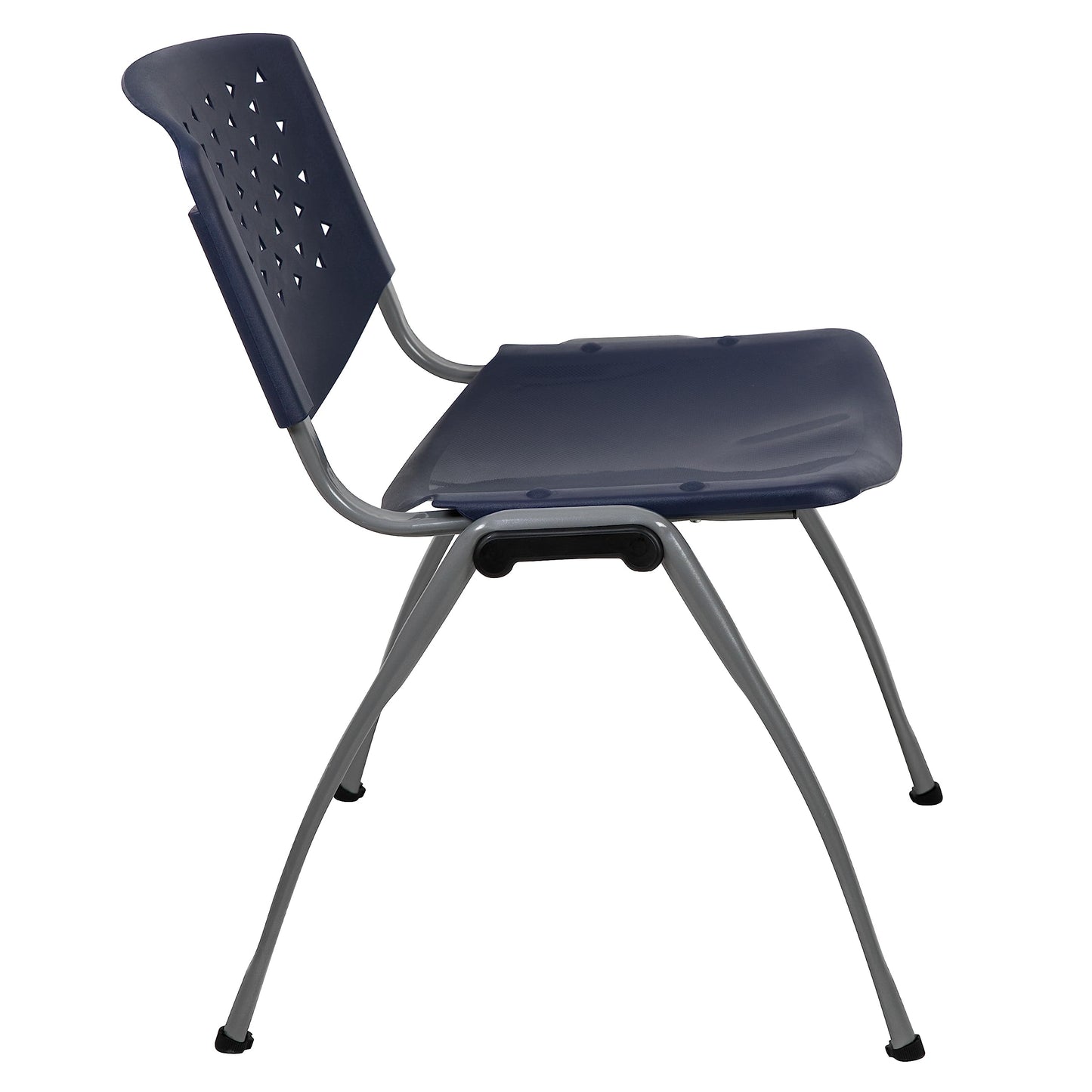 Flash Furniture Hercules Series Plastic Contoured Lobby Chairs with Perforated Backs, Ergonomic Stacking Chairs for Offices, Set of 5, Navy
