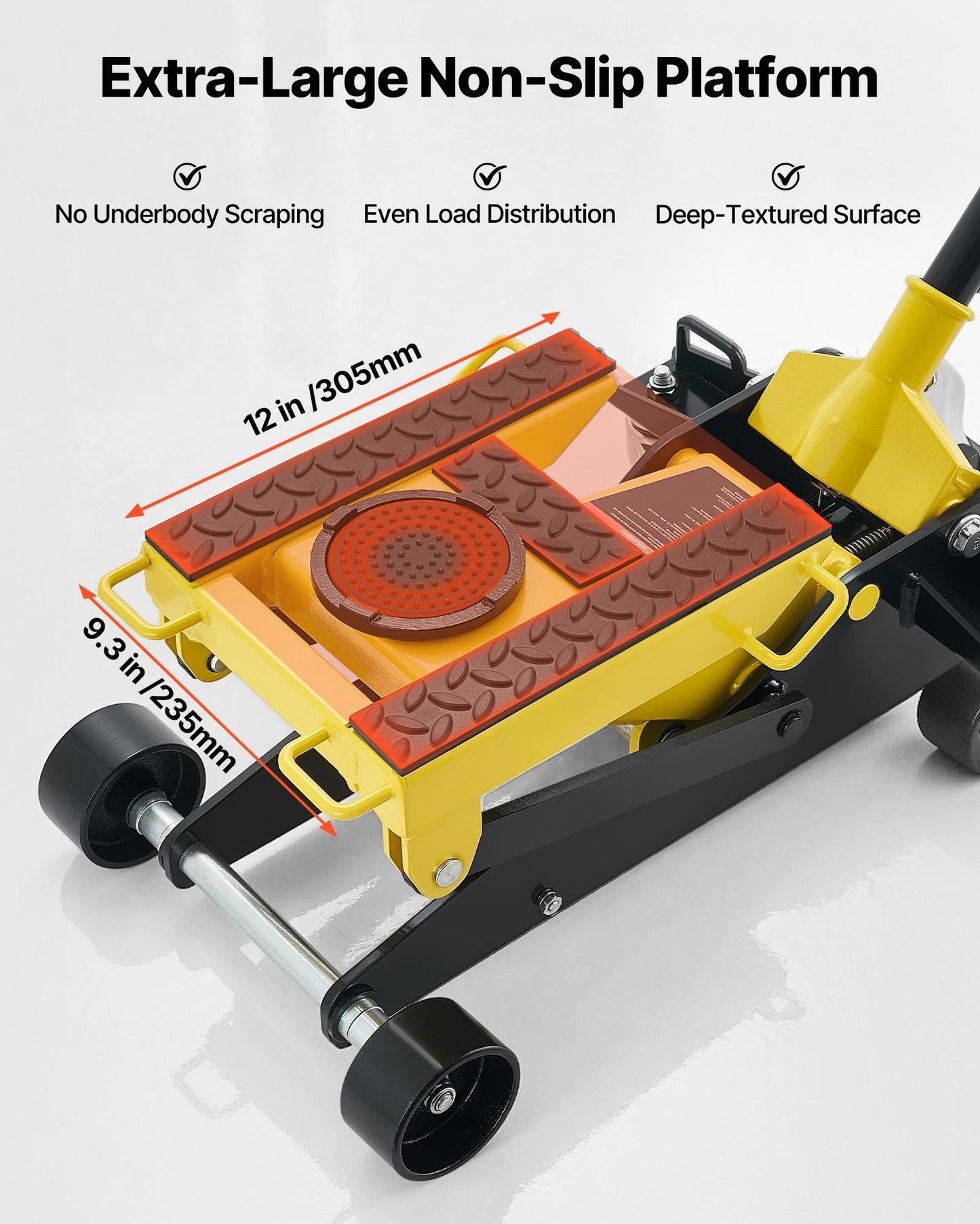 VEVOR Low Profile Floor Jack, 2 Ton (4409 lbs) Capacity, Steel Racing Floor Jack with Single Piston Quick Lift Pump, Hydraulic Trolley Car Lift for Cars, Motorcycles, ATVs, Lifting Range 5.7"-17"