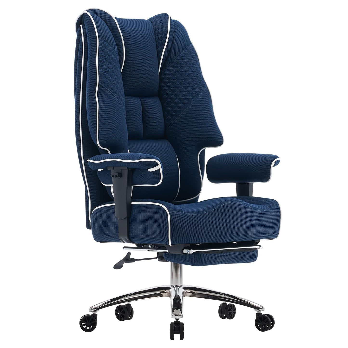 EXCEBET Big and Tall Office Chair 400lbs Wide Seat, Leather High Back Executive Office Chair with Lumbar Support, Ergonomic Chairs Padded Armrests & Thick Cushion (Mesh Blue)
