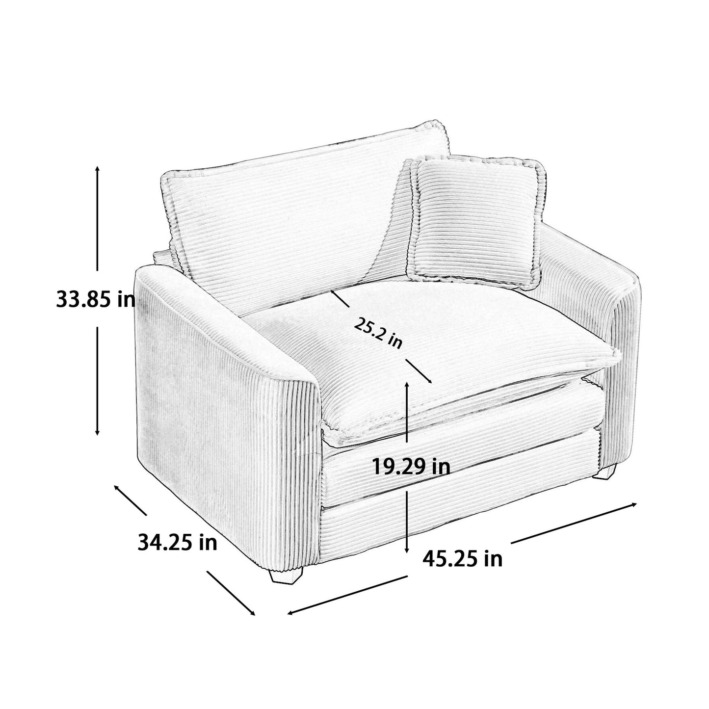 Eafurn 45.25" Oversized Accent Chair, Comfy Chenille Cloud Sofa Chair with Double Layers Seat Cushions, Modern Extra Wide Armchair Reading Chairs for Bedroom, Living Room
