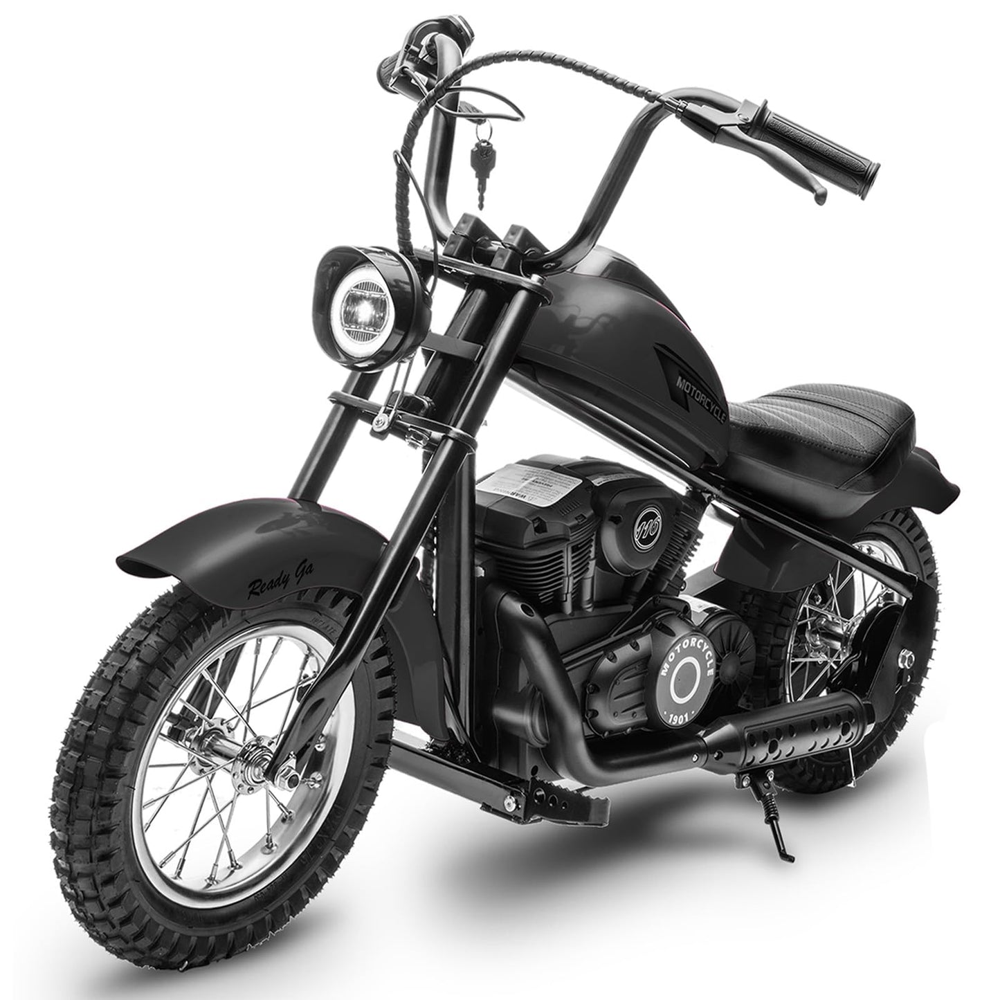 Electric Motorcycle for Kids, 24V 250W Kids Electric Dirt Bike, Two Speed Max Up to 14MPH & 60 Minutes Continuous, with Led Lights, Leather Seat, Rear Brake, Electric Motorbike for Kids/Teens, Black