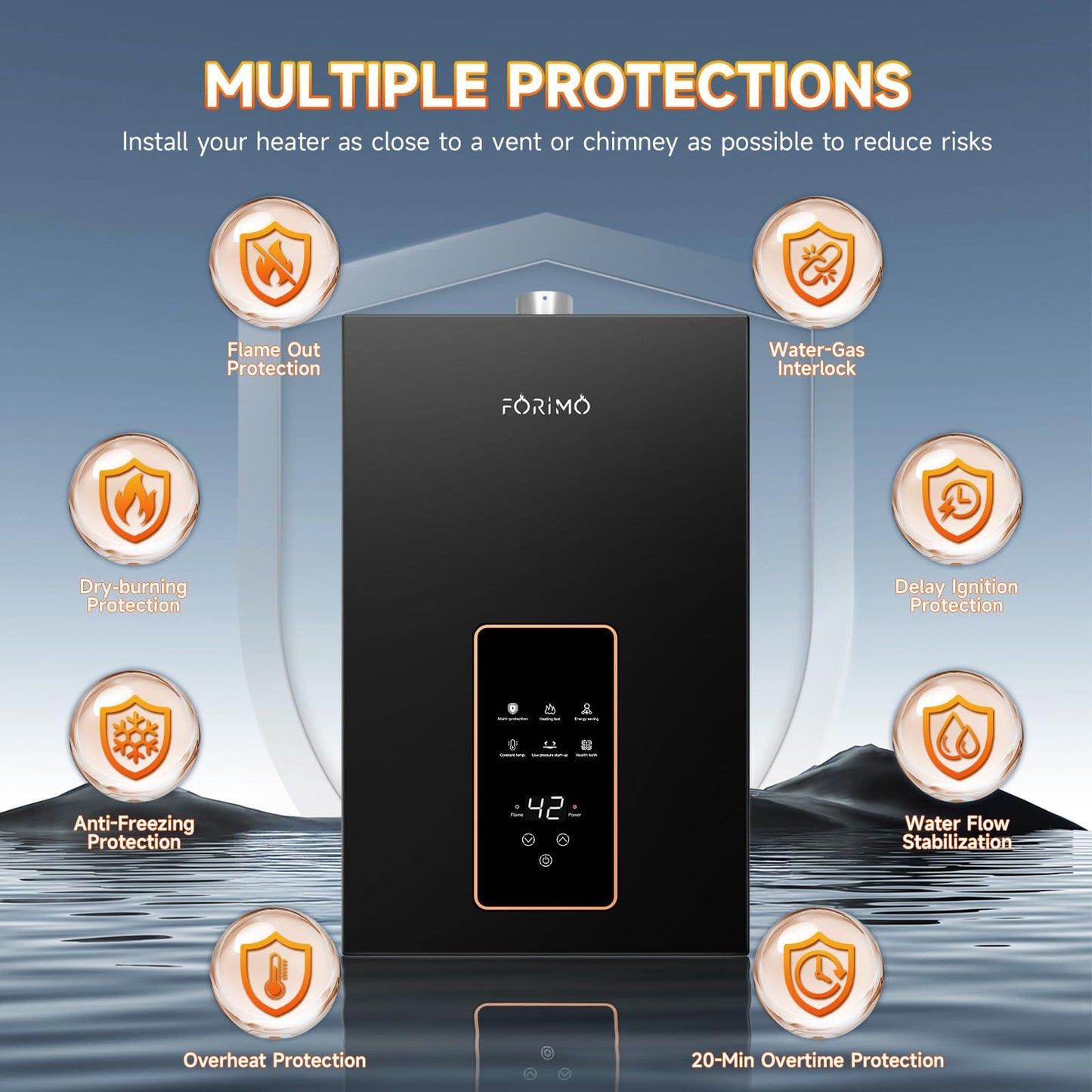 Natural Gas Tankless Water Heater, 4.21GPM 16L Indoor,Constant propane water heater,Instant Hot Natural Gas Water Heater with Fahrenheit Digital Display,Multi-Protection
