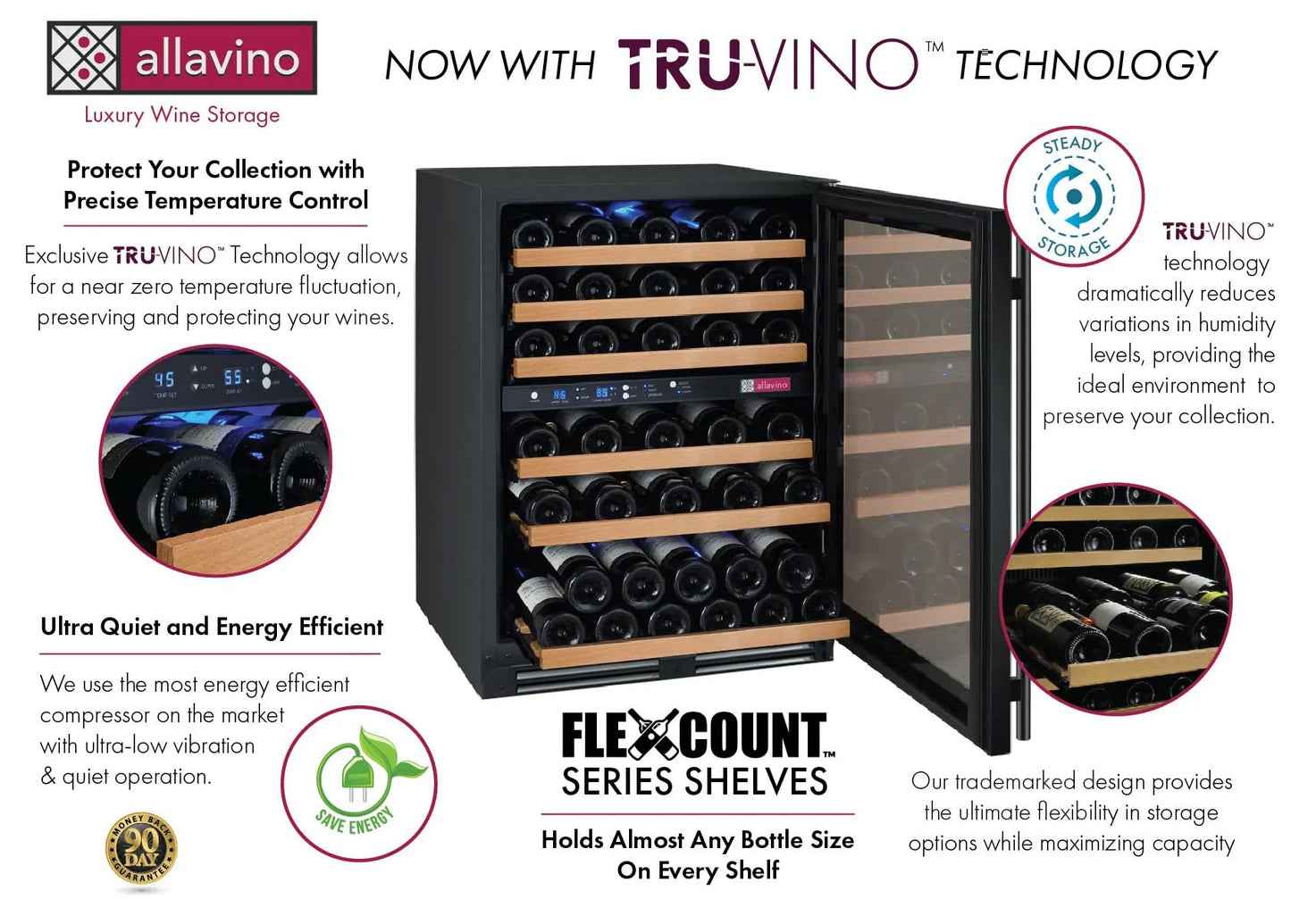 Allavino Wine Refrigerator, 56 Bottle, Black