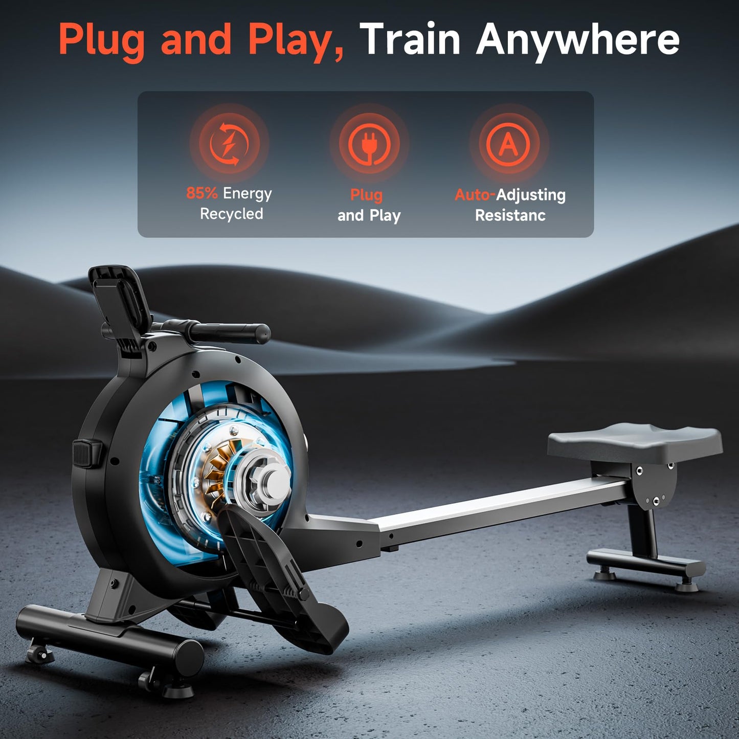 WENOKER Rowing Machine, Magnetic Rowing Machine for Home, Upgraded 32-Levels Resistance with Smart Electronic Knob, 350 LBS Weight Capacity, Compact Rower Machine Easy Assembly, App Supported