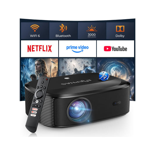 4K Projector with WiFi and Bluetooth - 3000 ANSI Lumens, ELEPHAS Outdoor Movie Projector Compatible with NETFLIX/Prime Video/YouTube, Smart Projector for HDMI/USB/iOS/Android, Portable Home Cinema