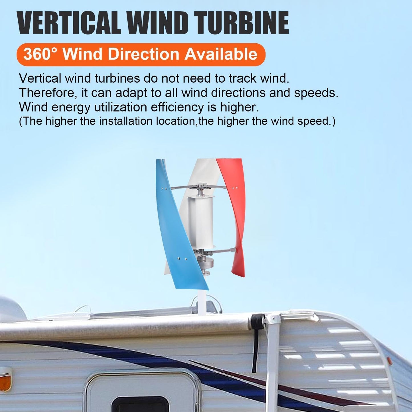 3000W Wind Turbine Generator Kit,12V/24V Vertical Axis Wind Turbine,Maglevs Winds Generator With Controller,Quiet 3 Leaves Small Household Windmill For Boats, Terraces, Cabins, Home,Industrial Energy