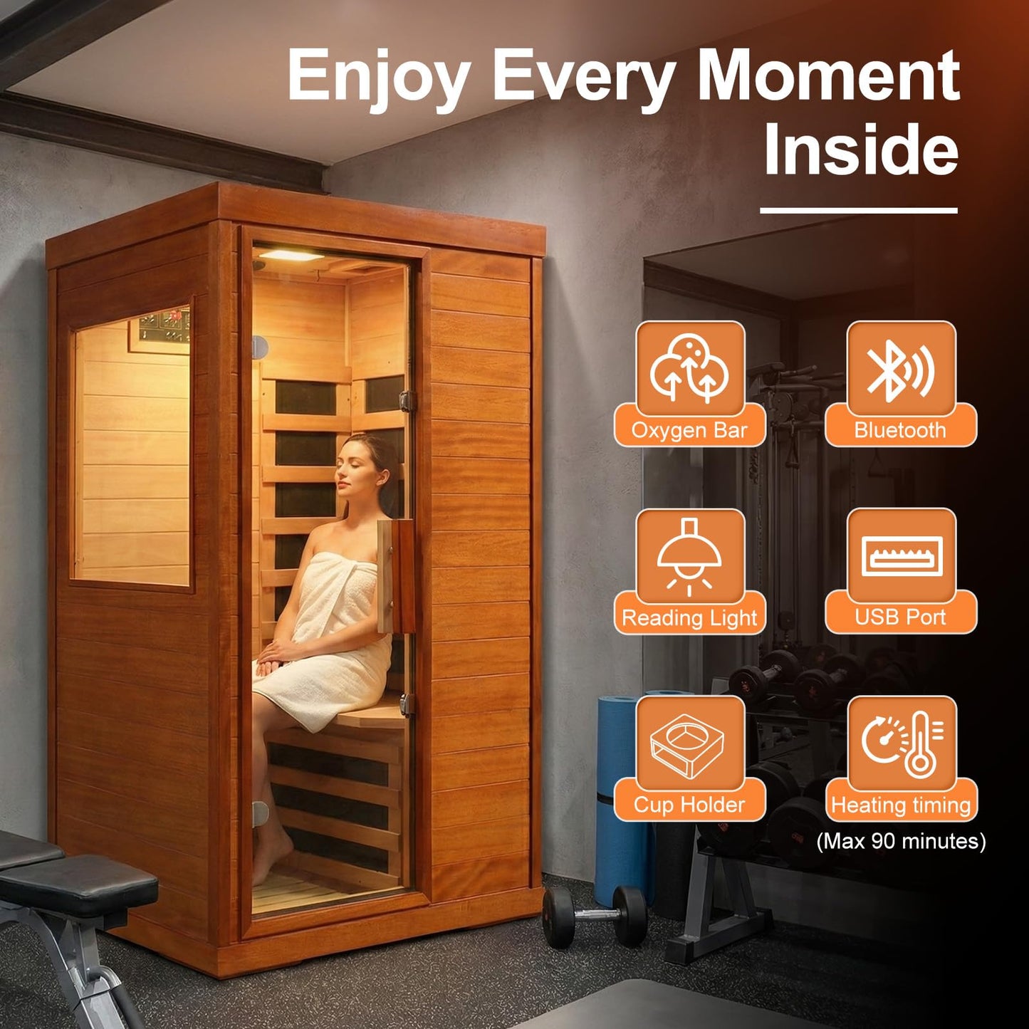 CedarLuma Ultra Low EMF Infrared Sauna, Fast Heat-Up Carbon Fiber Far Infrared Sauna with Multi-Color Therapy Lights