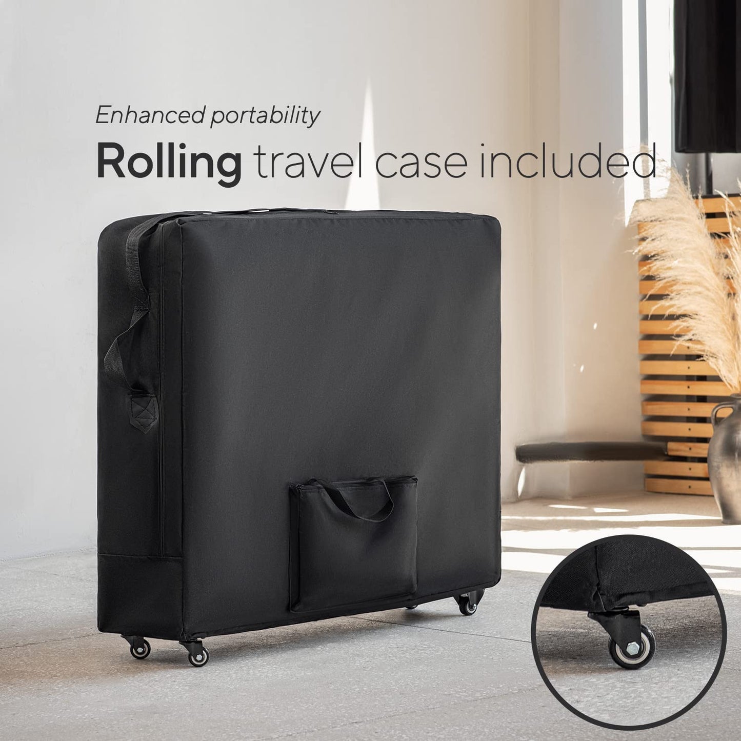 Luxton Home Premium Memory Foam Massage Table - Rolling Travel Case, Washable Sheets, Thicker & Wider