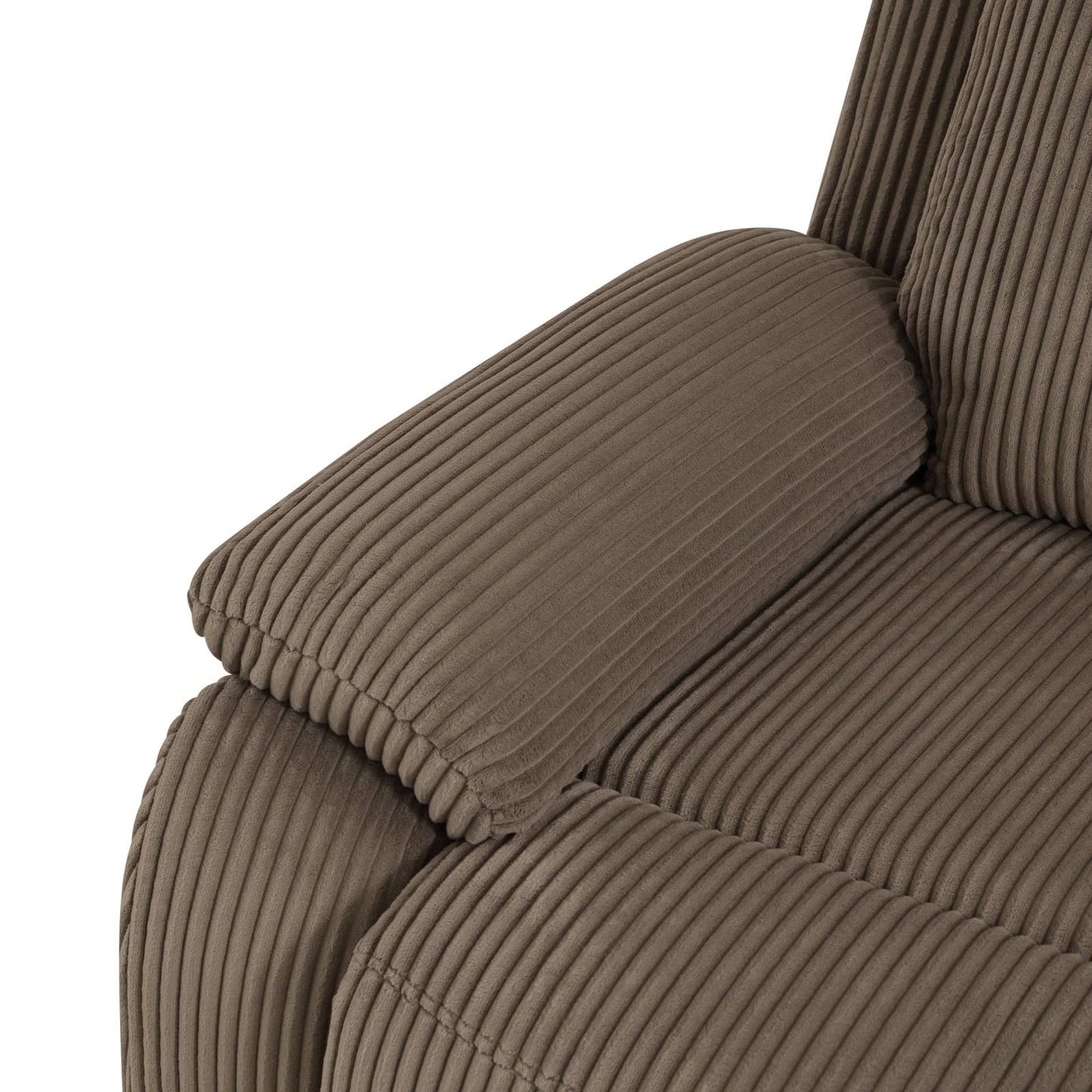 UOCFYK Recliner Sectional Sofa Set, L-Shaped Reclining Couch with 2 Recliner Seats, Reclining Corner Couches with Cup Holder and Storage Console for Home Theater & Living Room, Light Brown