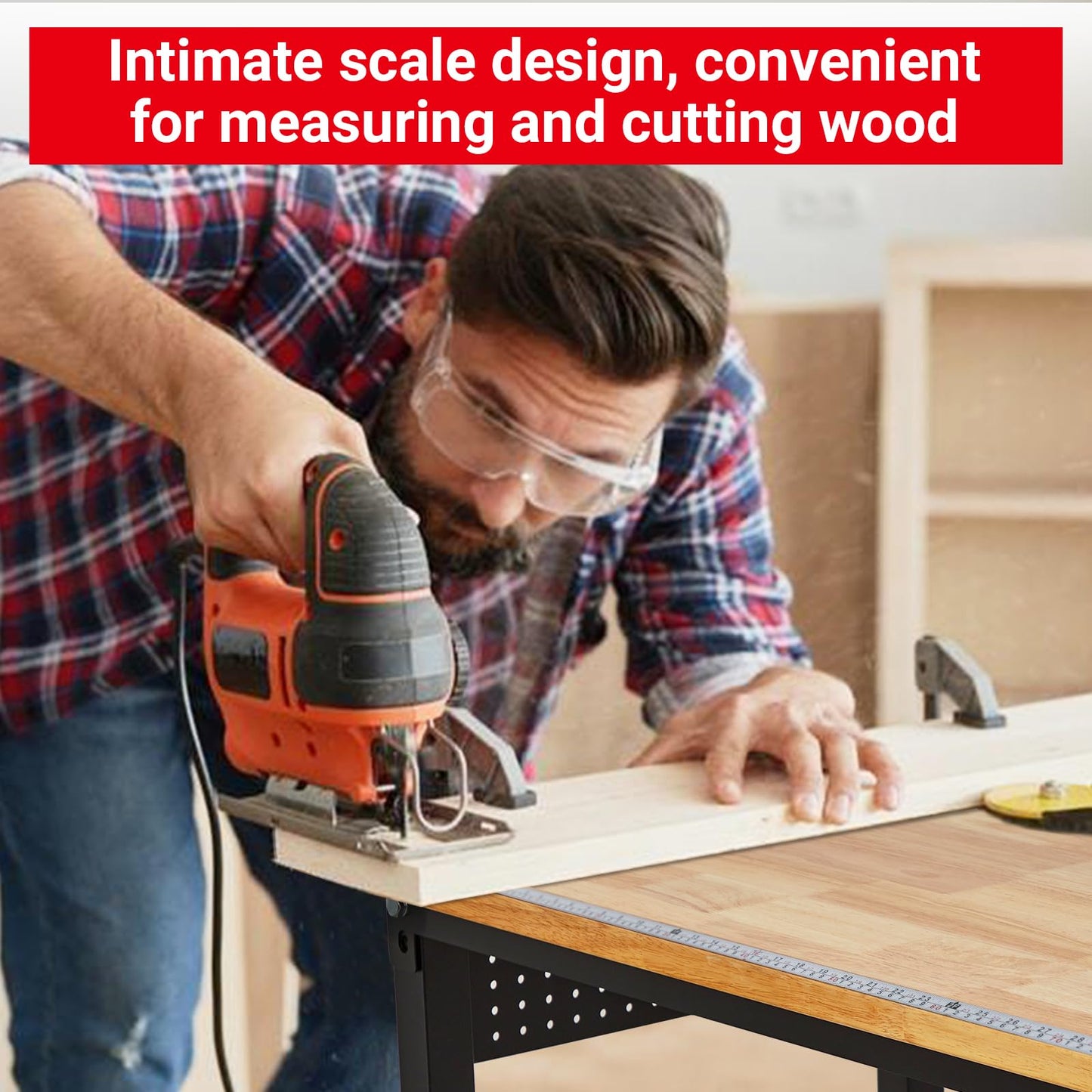 Adjustable Workbench with Wheels 48x24 Inches-Heavy Duty Adjustable Height Work Benches for Garage,Lockable Rolling Workbenches for Workshop and Home DIY 27.8"-39.5" Height