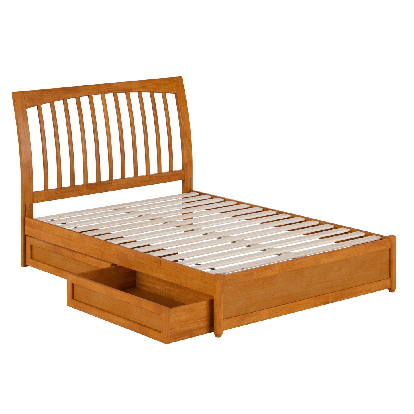 AFI, Roslyn Full Platform Bed with Panel Footboard and Storage Drawers, Light Toffee