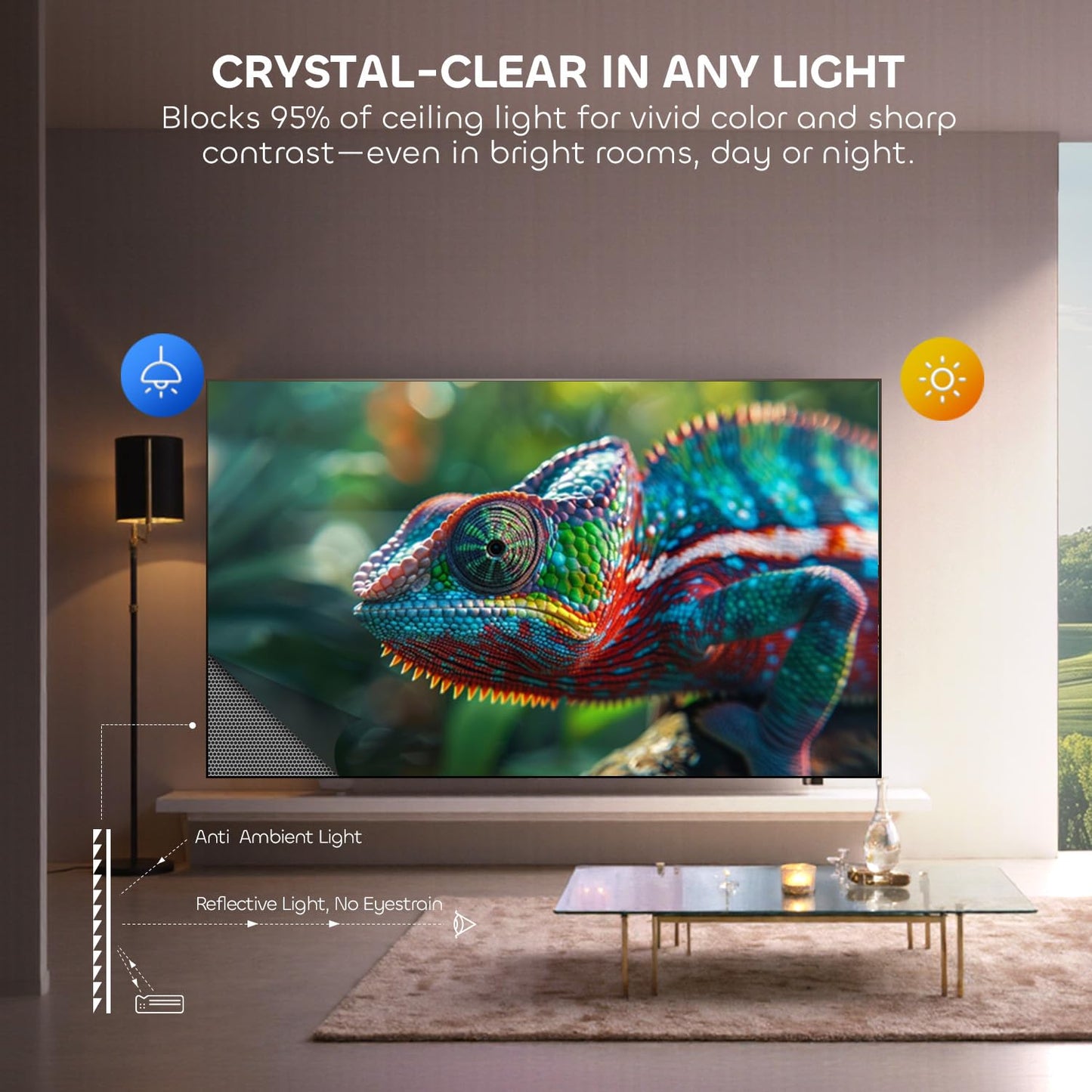 NothingProjector ALR Screen for Ultra Short Throw Projector, 132 inch Seamless Lenticular, 95% Ambient Ceiling Light Rejecting, 4K/8K UHD, Active 3D, Anti Daylight, Fixed Frame Wall Mount NothPJ