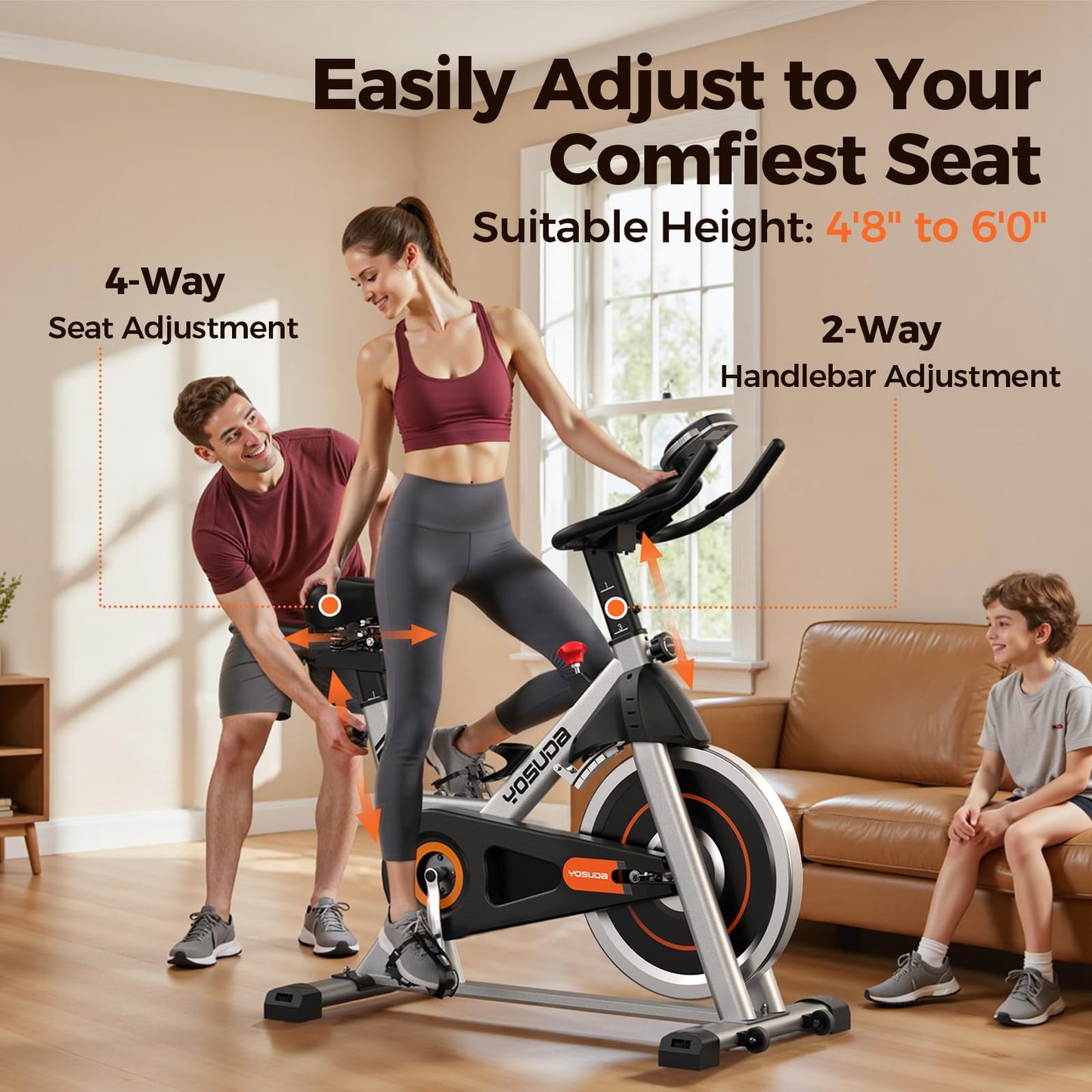 YOSUDA Exercise Bike, Brake Pad Stationary Bike for Home with Exclusive App, Magnetic Indoor Cycling Bike with 300 lb Weight Capacity, Low Noise, Tablet Holder and Fitness Courses for Weight Loss - Magnetic-Black