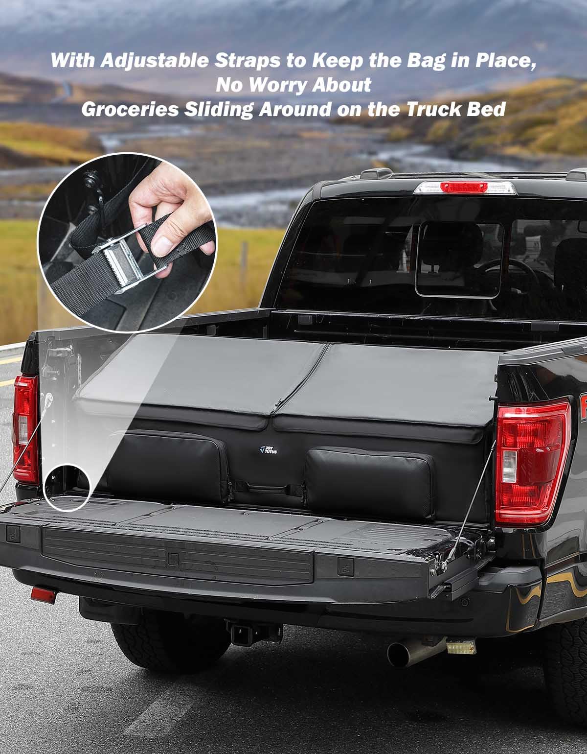 JOYTUTUS Upgrade Full Size Truck Bed Cargo Box Organizer for Pickup, Truck Bed Storage Organizer Carrier Accessories for Groceries, Golf, Easily Slide in and Out, Easy Access