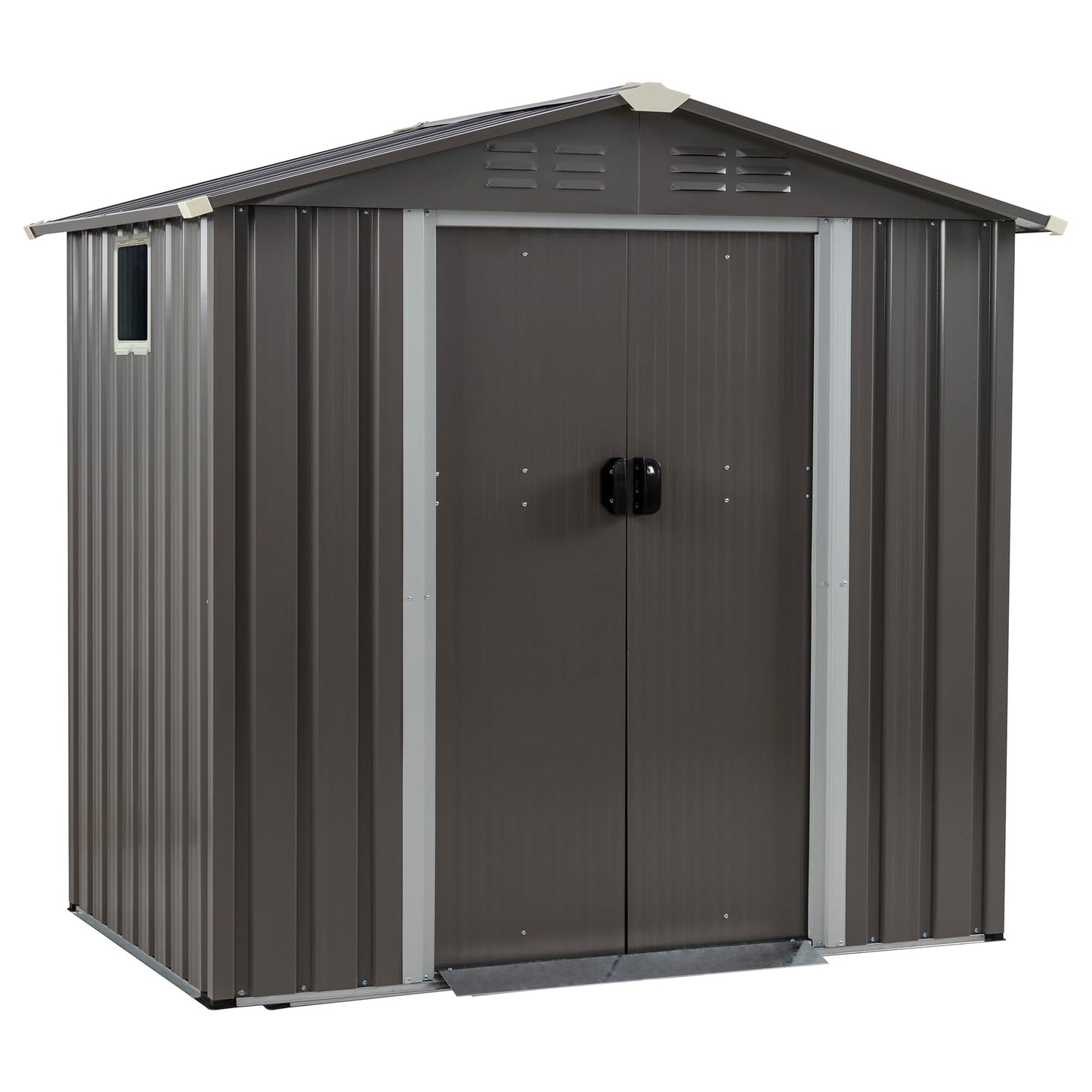JYQAQA 6x4 FT Outdoor Storage Shed,Waterproof Metal Garden Sheds with Lockable Double Door,Weather Resistant Steel Tool Storage House Shed for Garden,Patio,Lawn, Gray