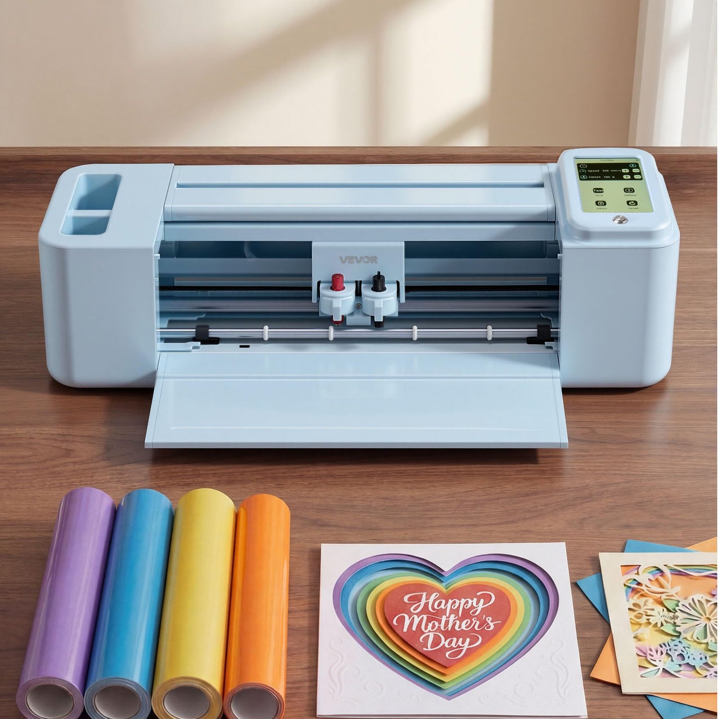 VEVOR Vinyl Cutting Machine, 12 in, Touchscreen-Controlled Vinyl Cutter, 20000+ Built-in Design Resources, Compatible with Mac, Windows, Android and iOS, for Creating Customized Crafts Cards, Decor