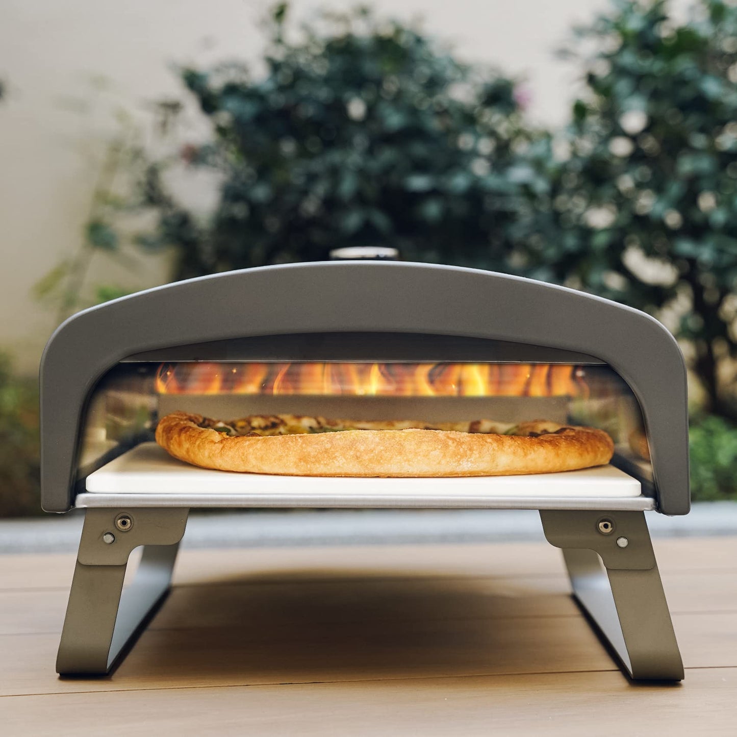 Q Pizza Outdoor Pizza Oven, Portable Gas Pizza Oven with 13x13in Pizza Stone for Outside Cooking, Backyard Pizza Maker, Pizza Accessory Ideal for Outdoor Kitchen and Party, Great Gift PS100