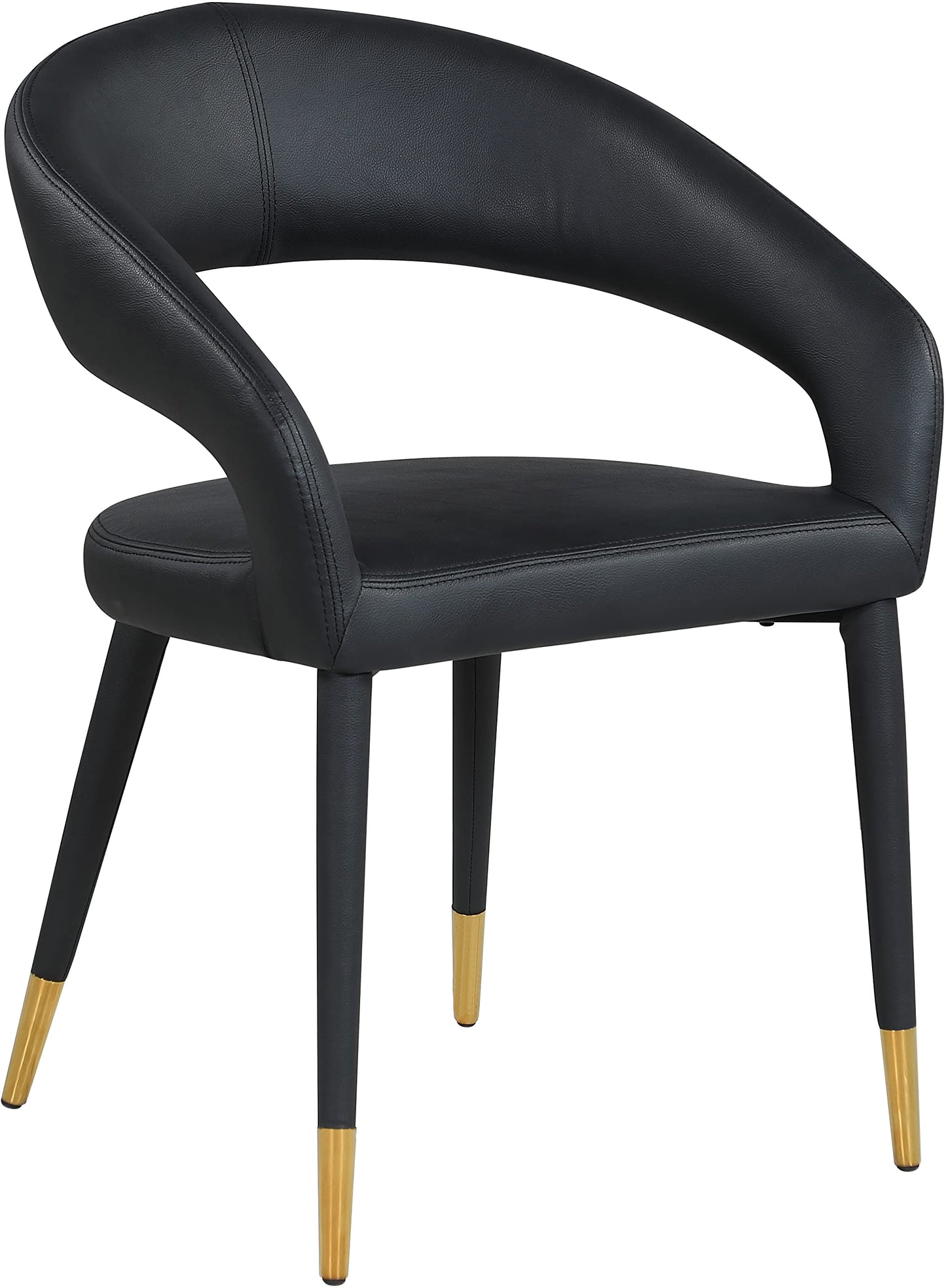 Meridian Furniture 538Black-C Destiny Collection Modern | Contemporary Vegan Leather Upholstered Rounded Back Dining Chair, Black, 23" W x 23" D x 31.5" H