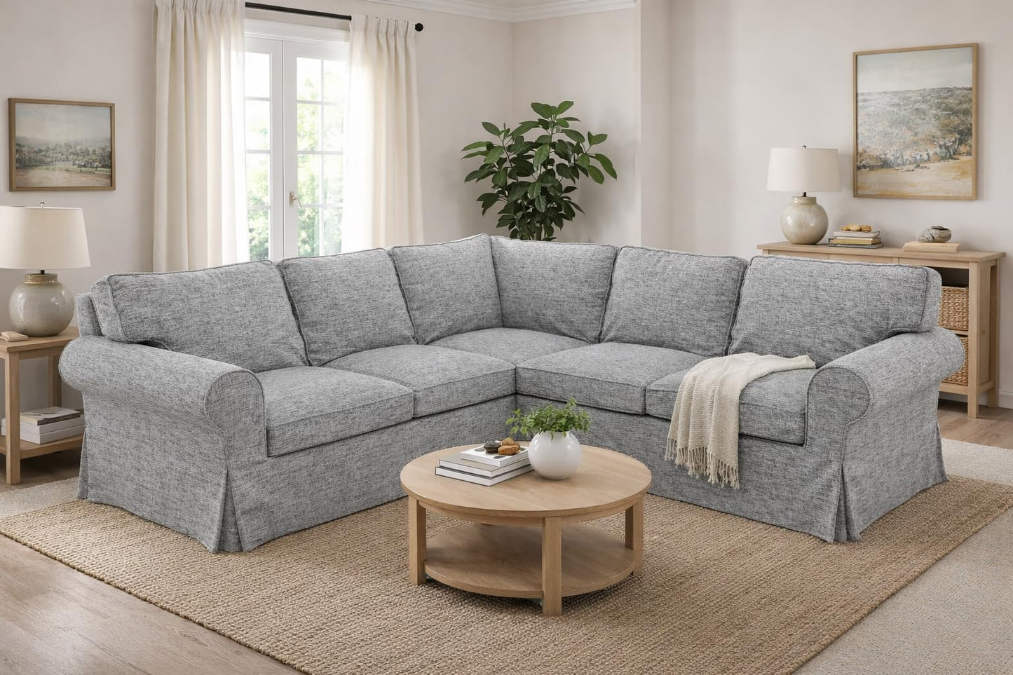 The Thick Cotton Ektorp 2 2 Sofa Cover Replacement Compatible with IKEA Ektorp Corner Or Sectional Sofa Slipcover. (50% Thicker Poly Flax Rust)