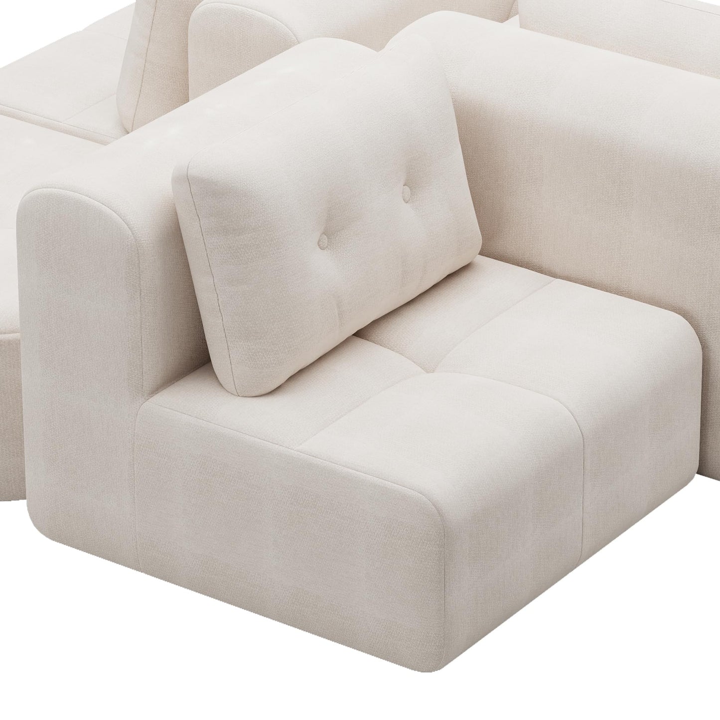 112" Compressed Boneless Sectional Sofa with Movable Ottoman Convertible L Shaped Modular Corner Couch for Living Room - Oversized Cloud Couches W/Tufted Cushions and Deep Seat