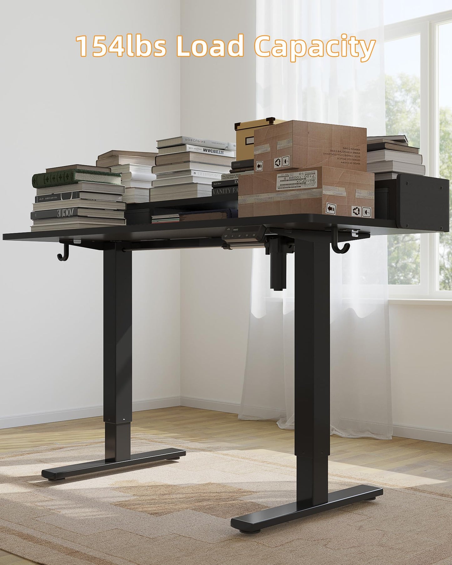 YIHAYO Electric Standing Desk with Drawers, 40 x 24 Inches Adjustable Desk with Storage Shelf, Stand Up Desk with Splice Board, Computer Desk for Home Office, Black Frame/Black Top
