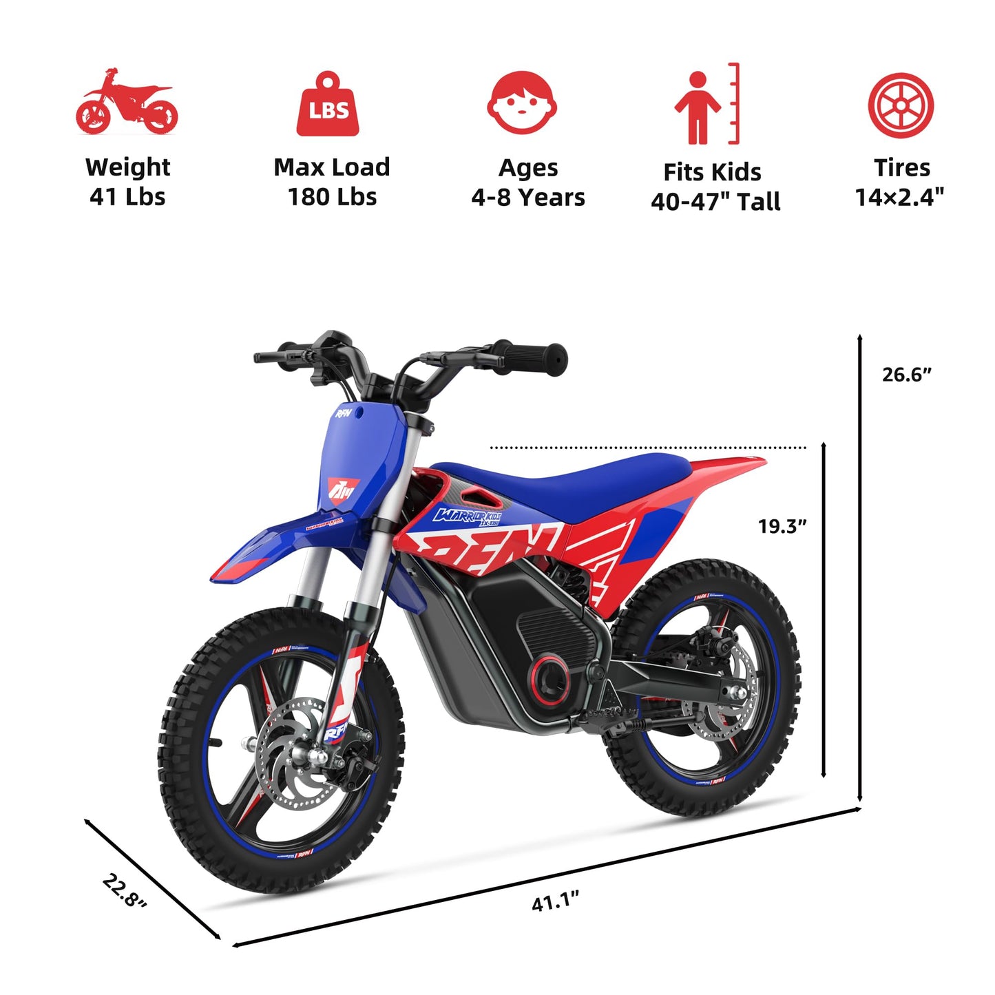 RFN E350 36V Kids Electric Dirt Bike, Electric Motorcycle with 500W Motor | 18.6 mph Max Speed, 11.2-Mile Range & 3 Speeds for Ages 4-8
