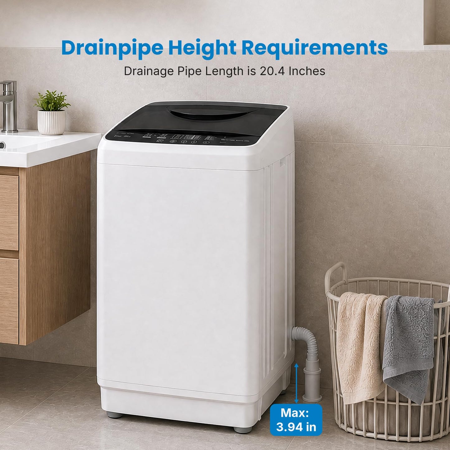 DUMOS 7.7 lbs Compact Washer, 1.06 cu. ft. Full-Automatic Laundry Machine with 10 Wash Programs, Delay Start & Stainless Steel Tub, Portable Washing Machine for Home Dorm Apartment, White