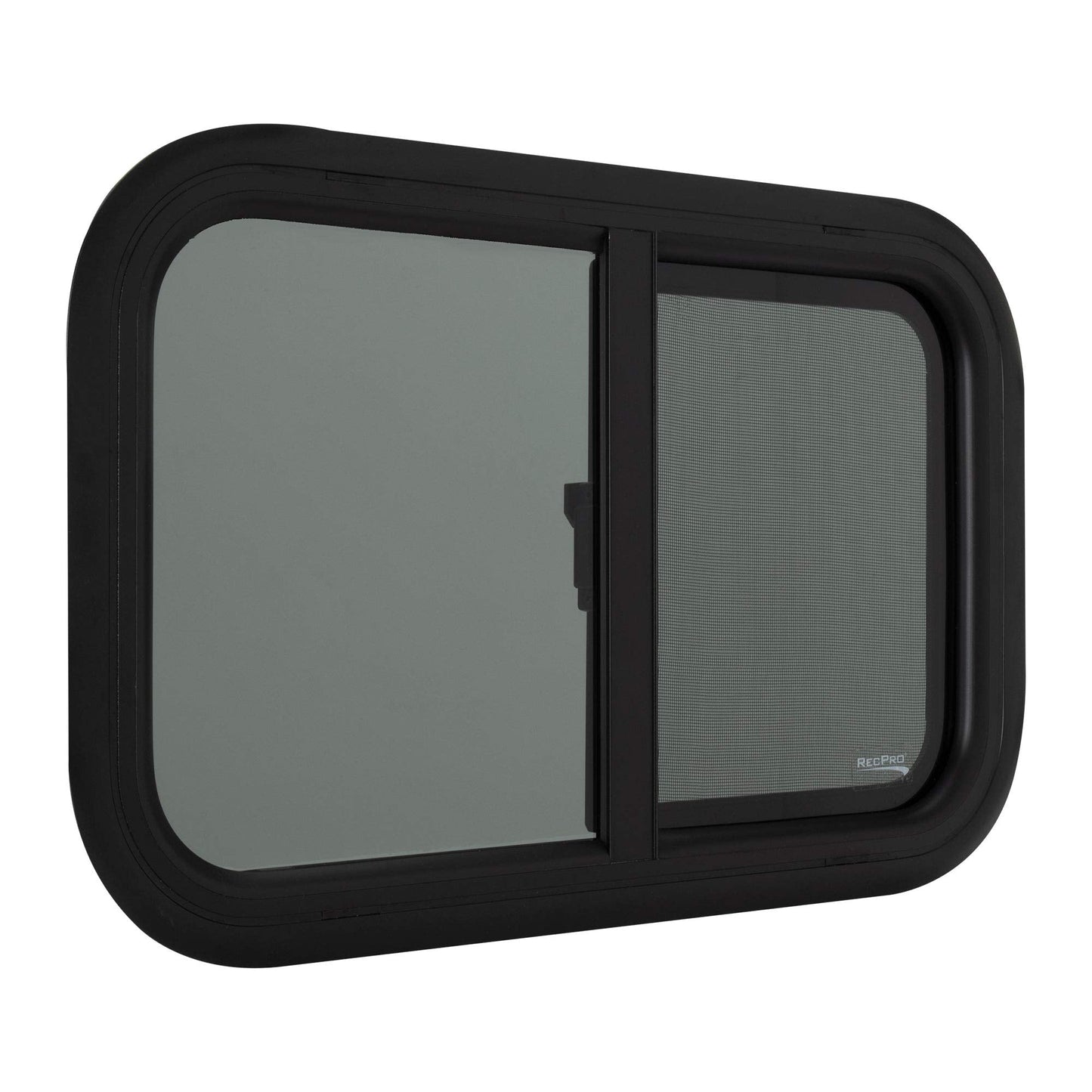 RecPro RV Window Replacement | Teardrop Style | 24inW x 15inH | Horizontal Sliding | Black | Model RP-WIN