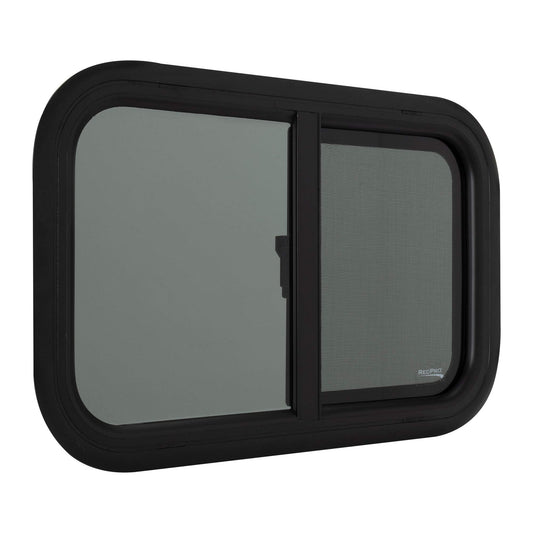 RecPro RV Window Replacement | Teardrop Style | 24inW x 15inH | Horizontal Sliding | Black | Model RP-WIN
