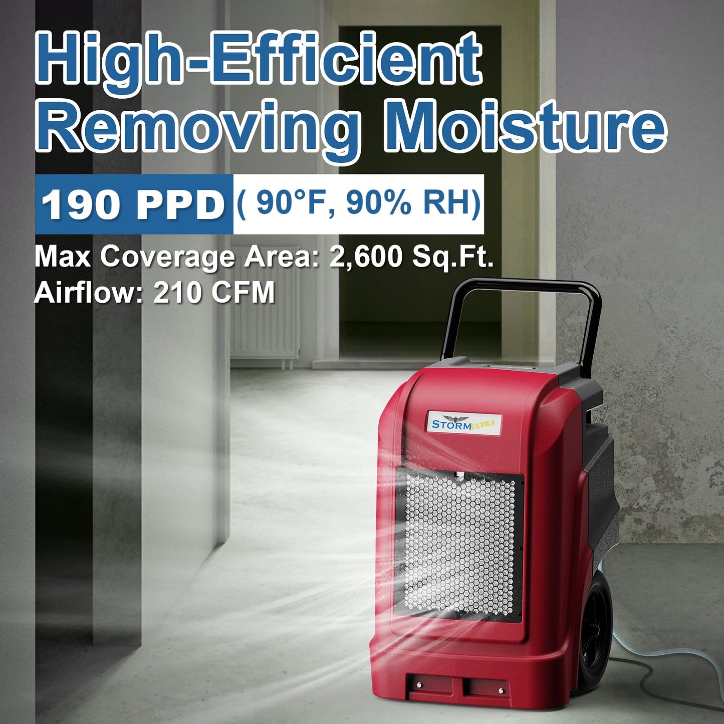 ALORAIR Smart WiFi Commercial Dehumidifier 190 PPD with Pump, Industrial Dehumidifiers Large Capacity for Basements, Garages & Job Sites, 6 Years Limited Warranty