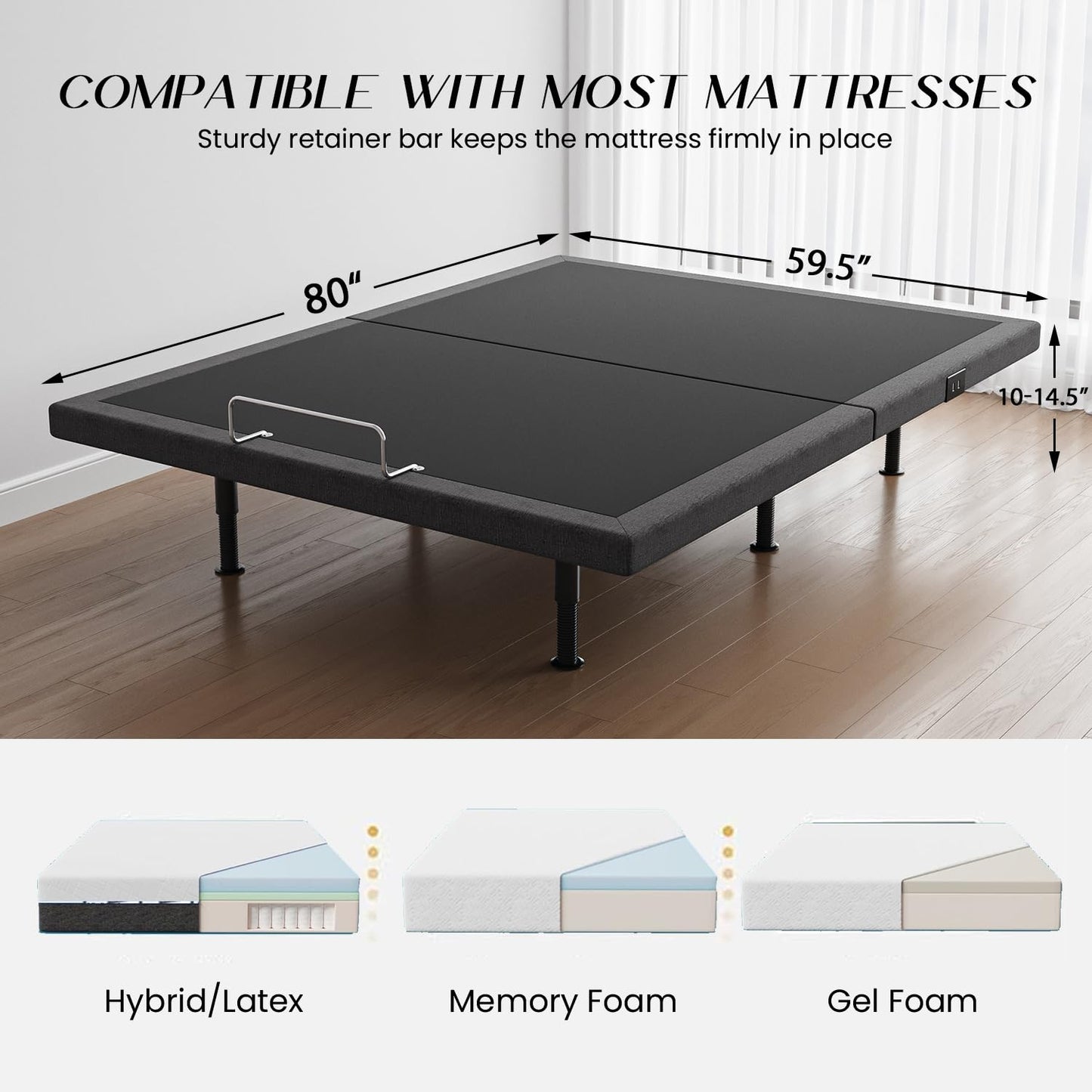 kaipuyiree Queen Size Adjustable Bed Frame - Elderly & Senior Friendly, Zero Gravity, Head/Foot Adjustment, Enhanced Comfort,900lbs Capacity