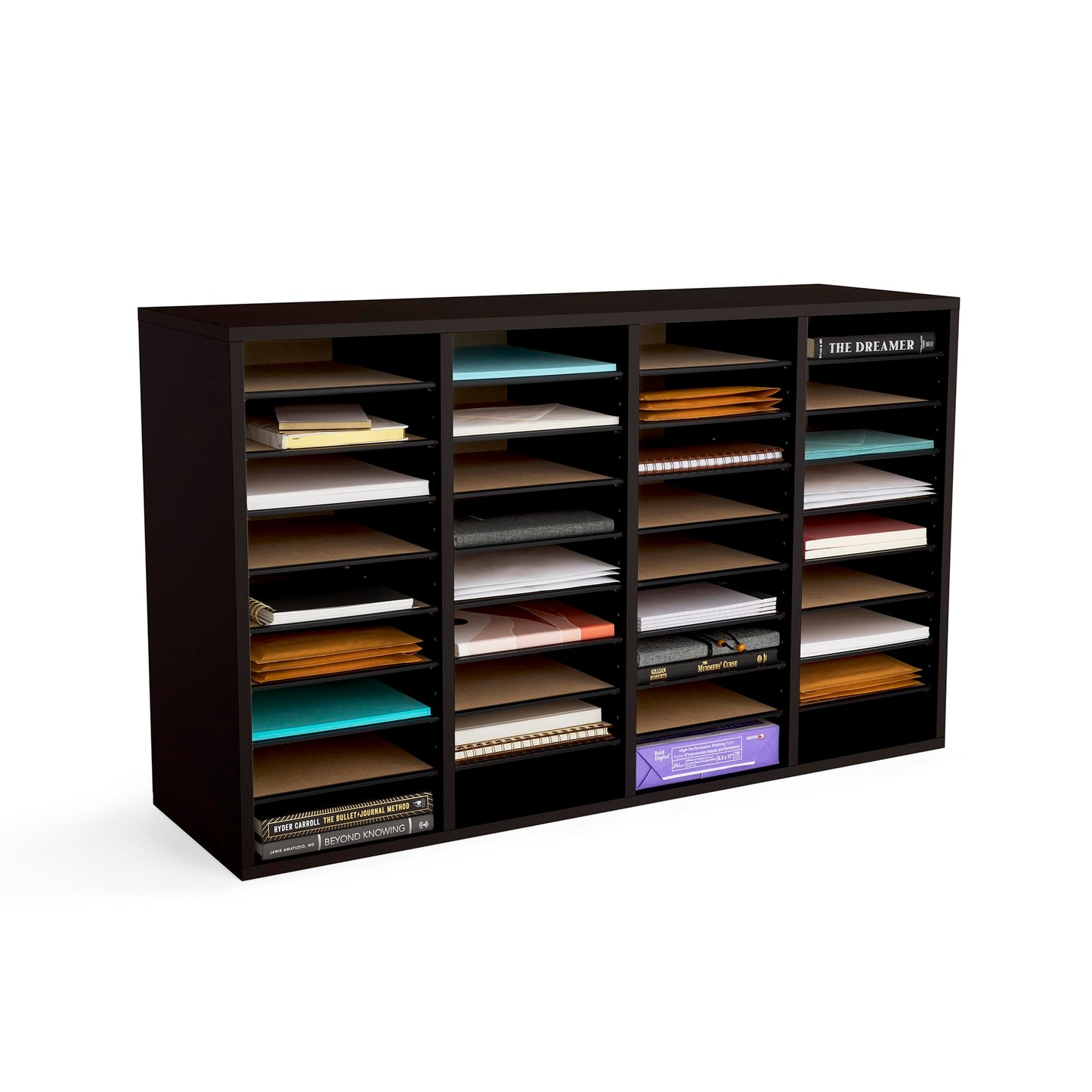 Safco Wooden Paper and Mail Organizer for Home Office and Classroom, Adjustable Shelves and Stackable