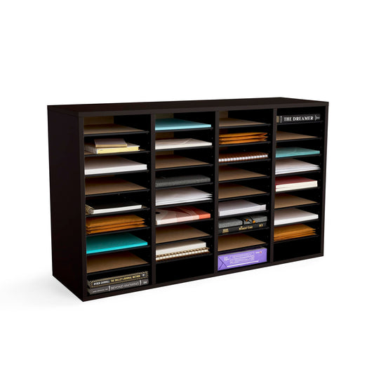 Safco Wooden Paper and Mail Organizer for Home Office and Classroom, Adjustable Shelves and Stackable