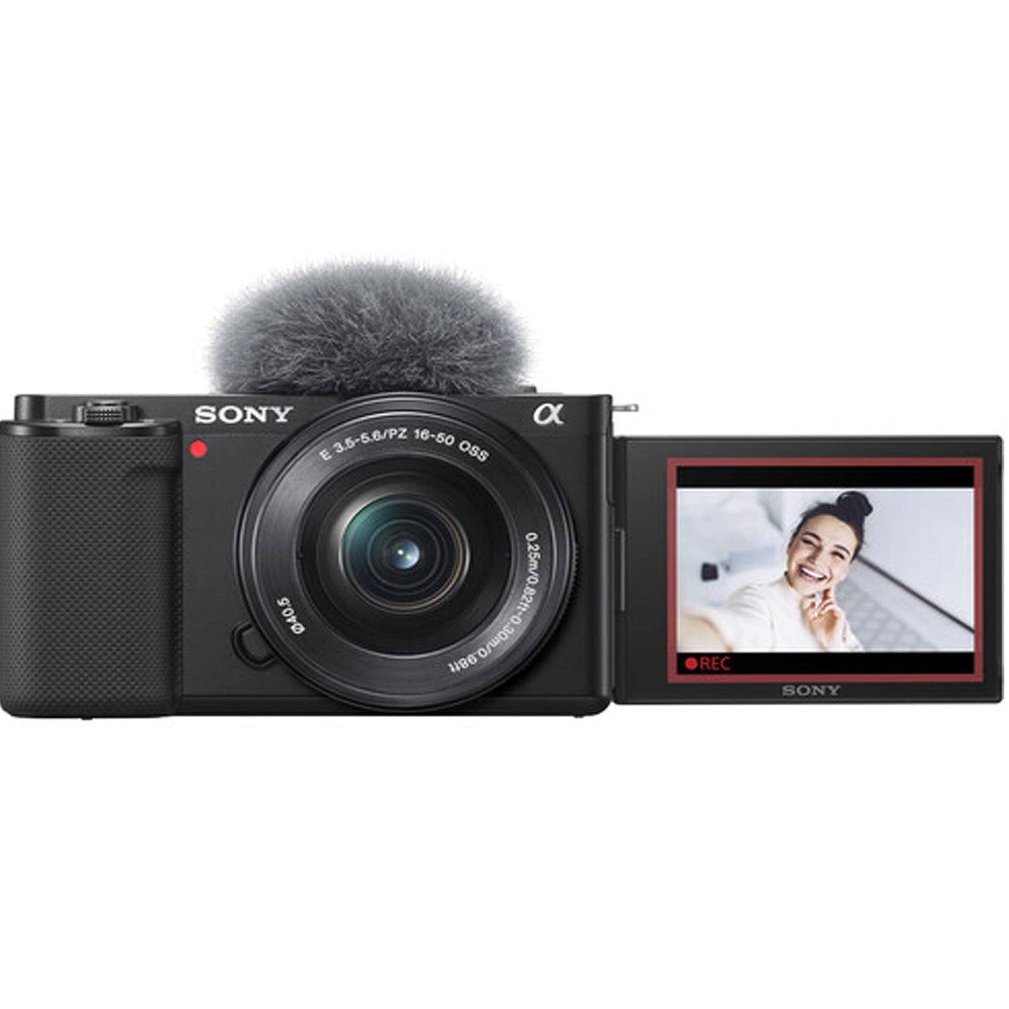 Sony ZV-E10 Mirrorless Camera with 16-50mm Lens, 128GB Extreem Speed Memory,.43 Wide Angle & 2X Lenses, Case. Tripod, Filters, Hood, Grip,Spare Battery & Charger, Editing Software Kit -Deluxe Bundle